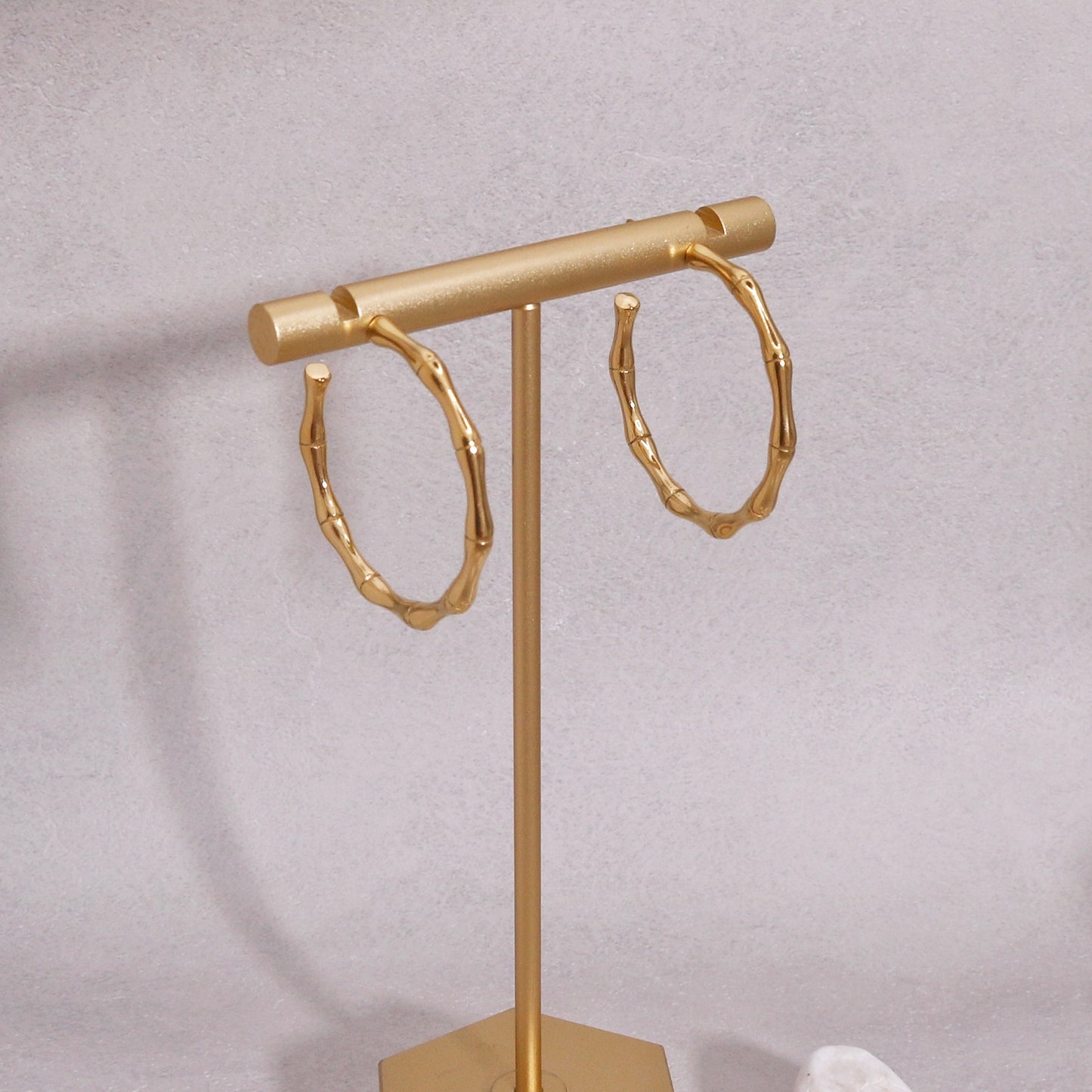 Arden Minimalist Steel Bamboo Hoop Earrings