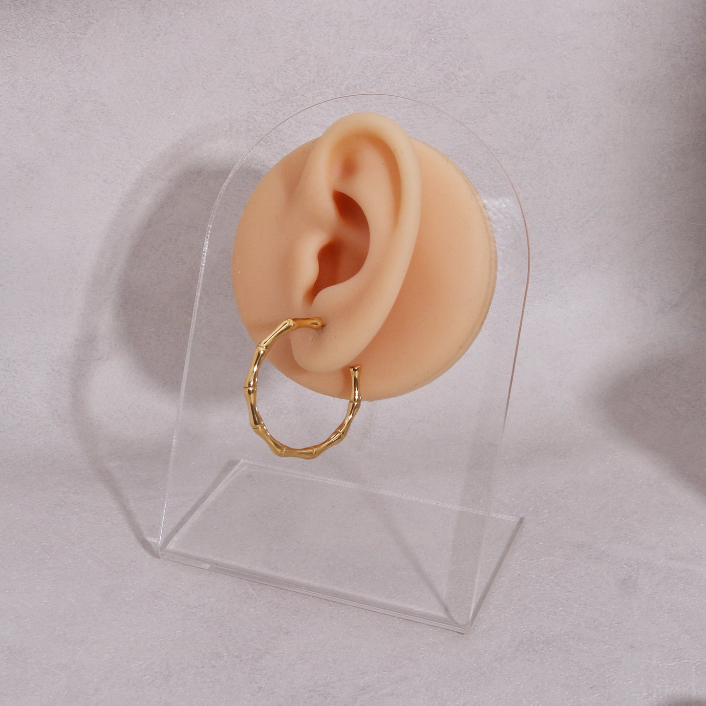 Arden Minimalist Steel Bamboo Hoop Earrings