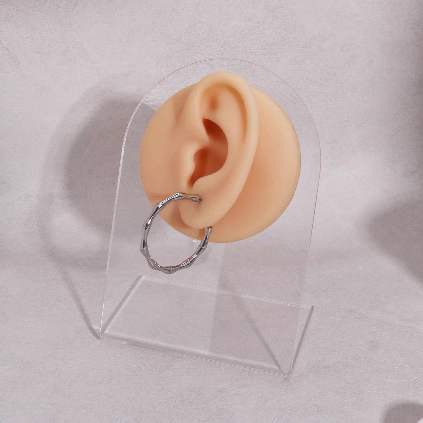 Arden Minimalist Steel Bamboo Hoop Earrings