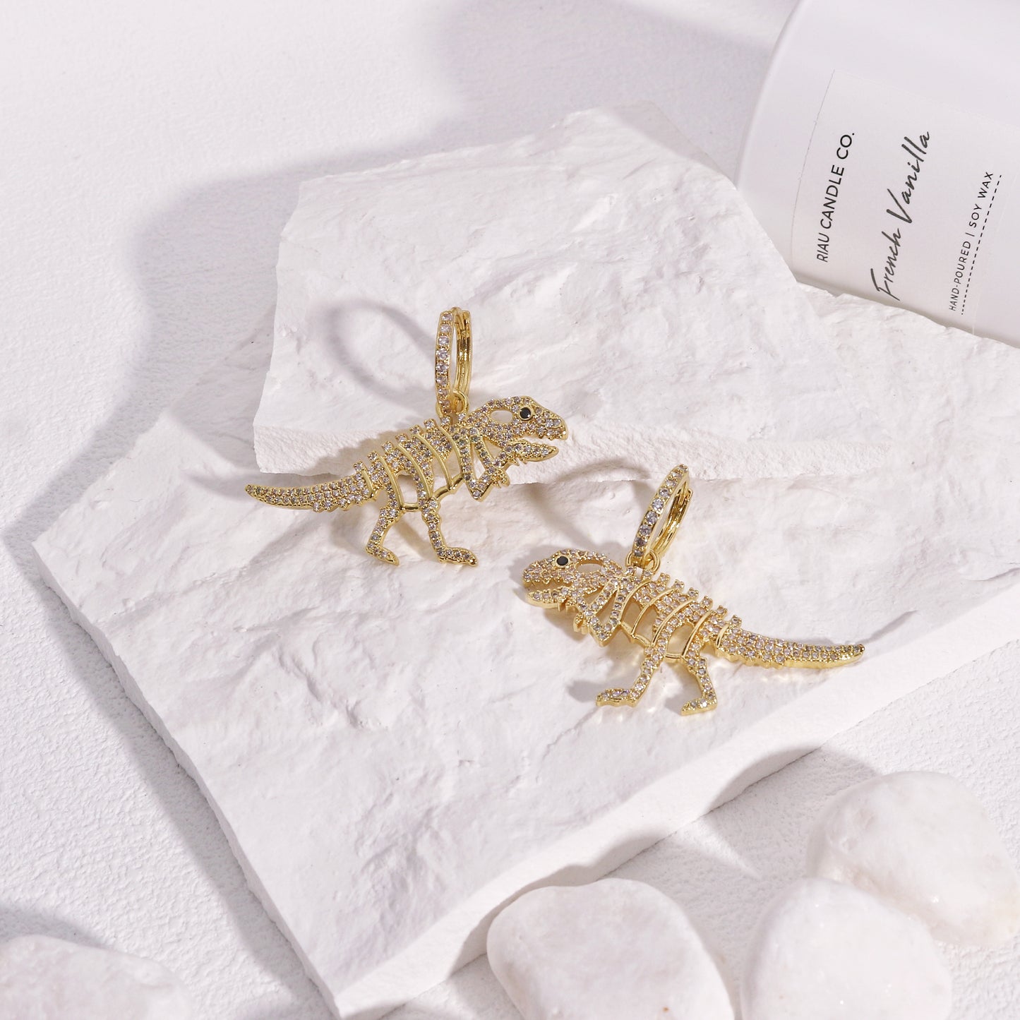 Aria CZ Sparkling T-Rex Dinosaur Earrings