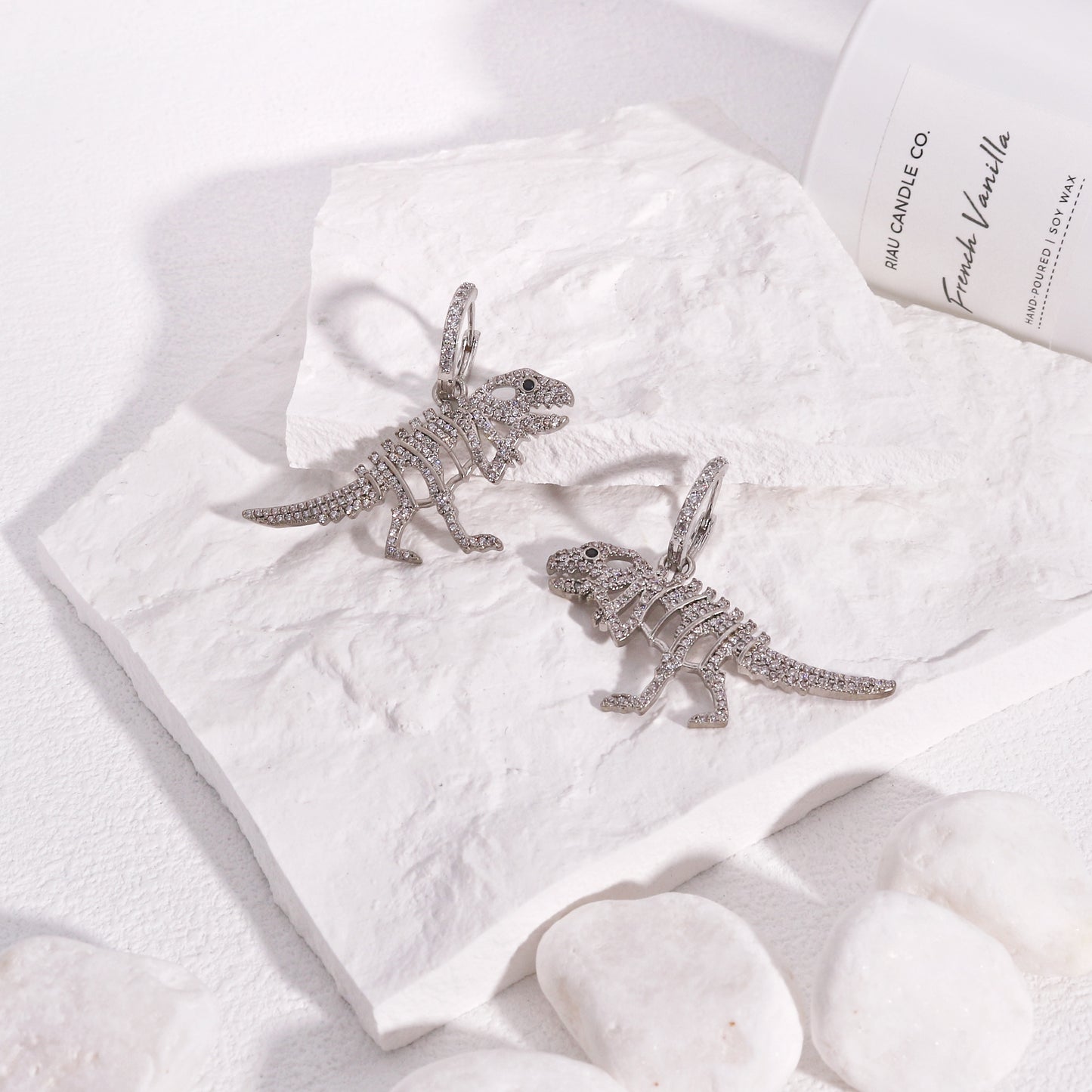 Aria CZ Sparkling T-Rex Dinosaur Earrings