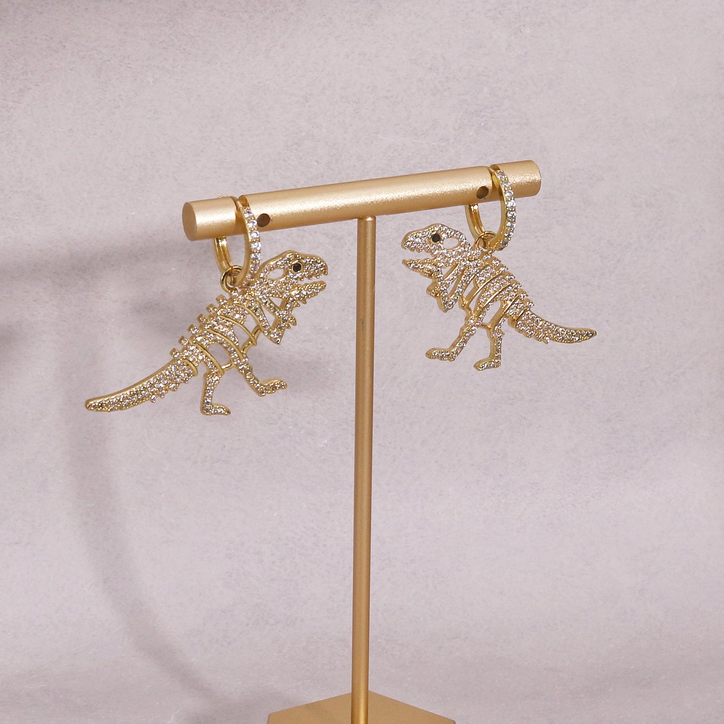 Aria CZ Sparkling T-Rex Dinosaur Earrings