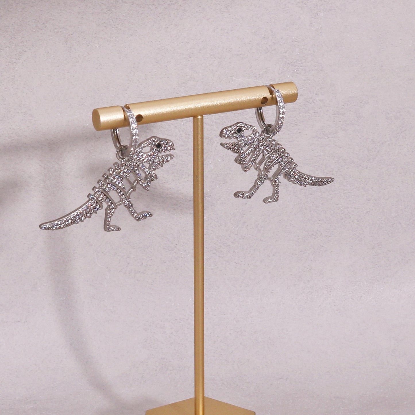 Aria CZ Sparkling T-Rex Dinosaur Earrings