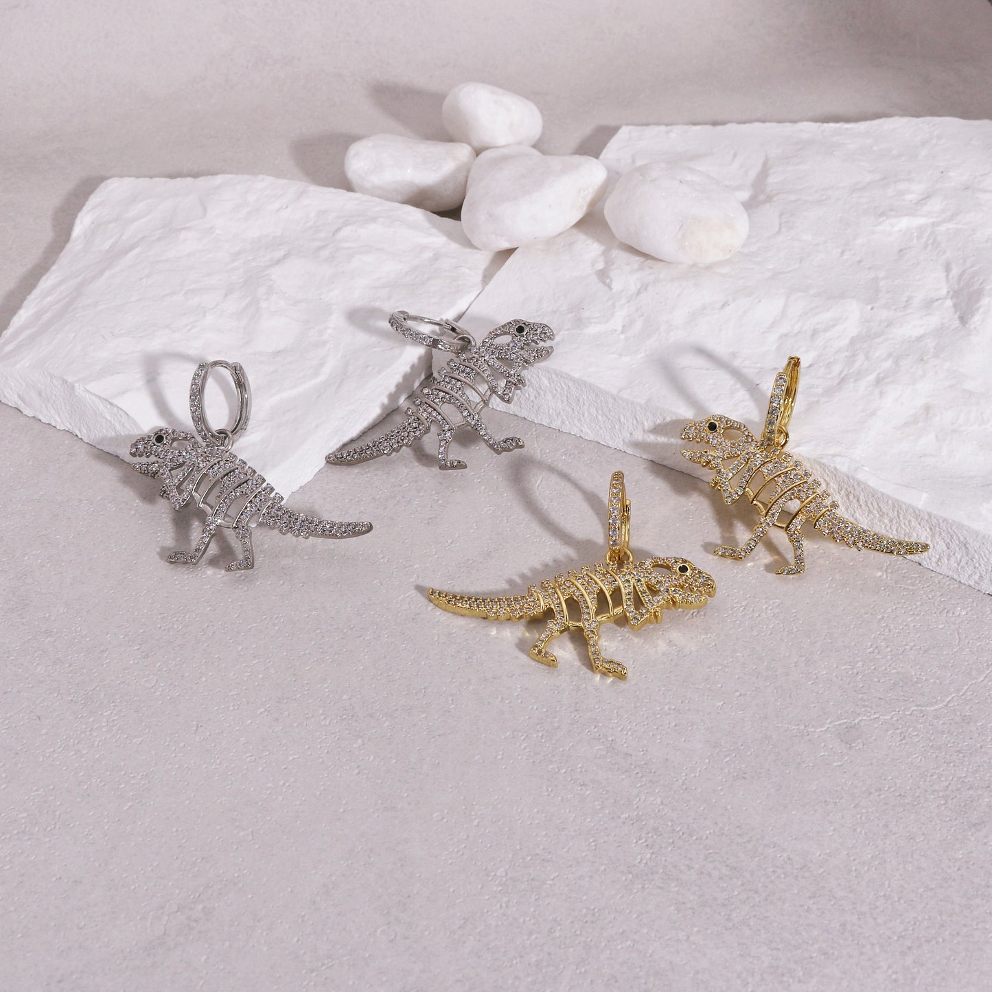 Aria CZ Sparkling T-Rex Dinosaur Earrings