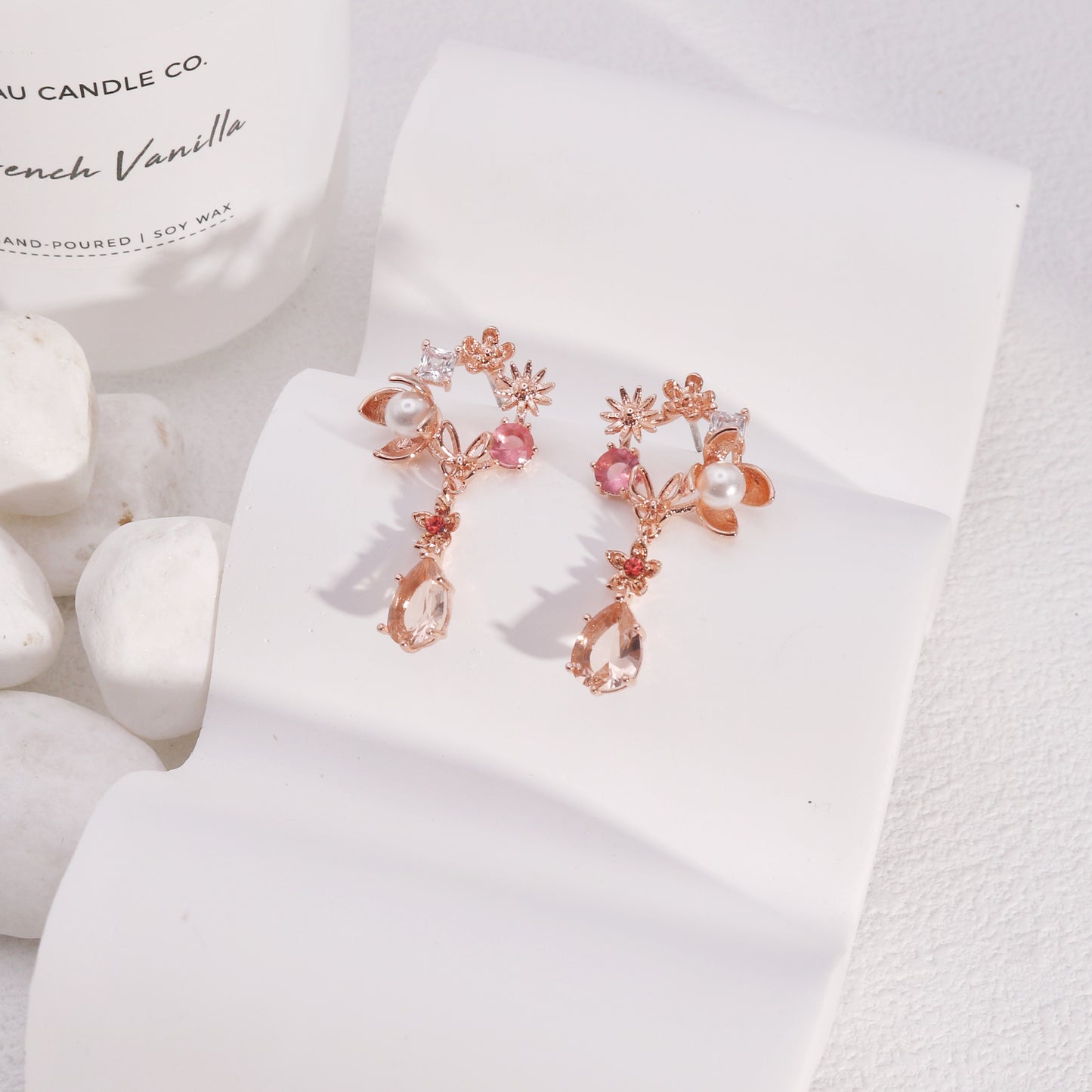 Floral Bouquet CZ Crystal Drop Earrings