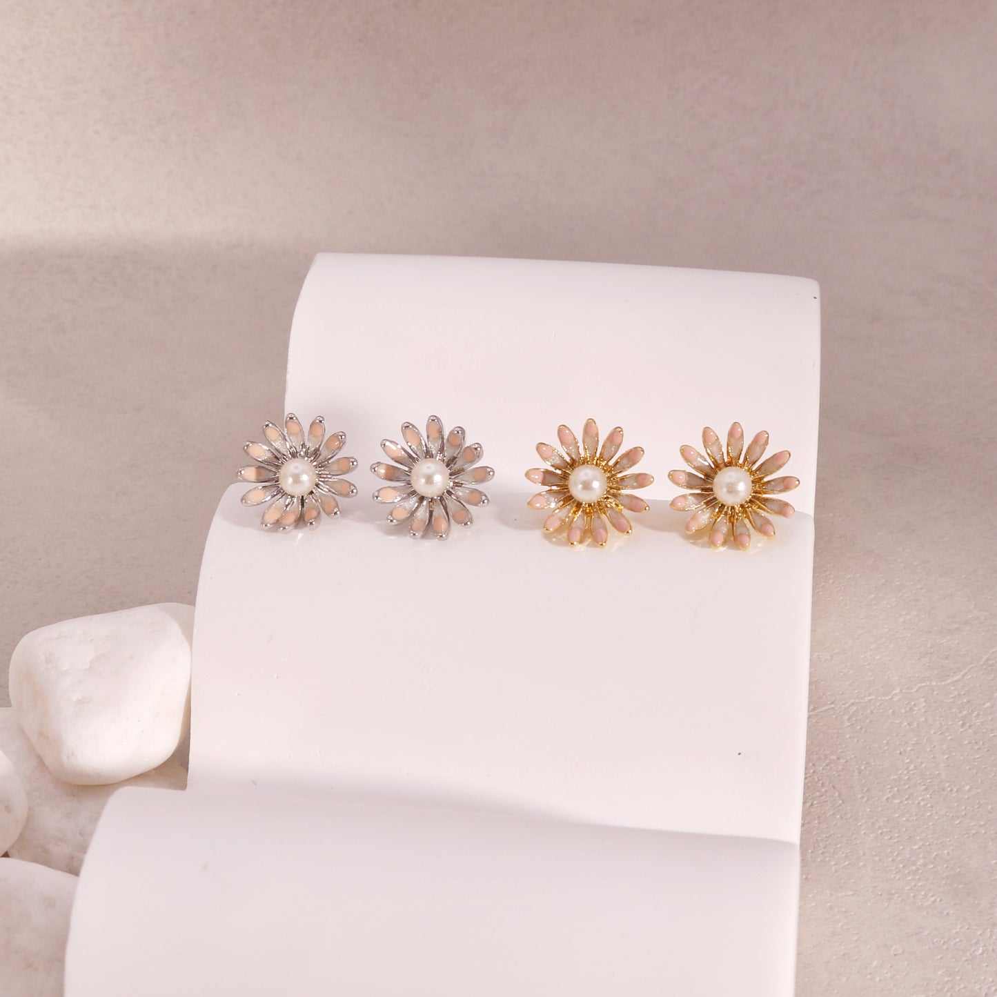 Hailey Sweet Mini Floral Pearl Stud Earrings