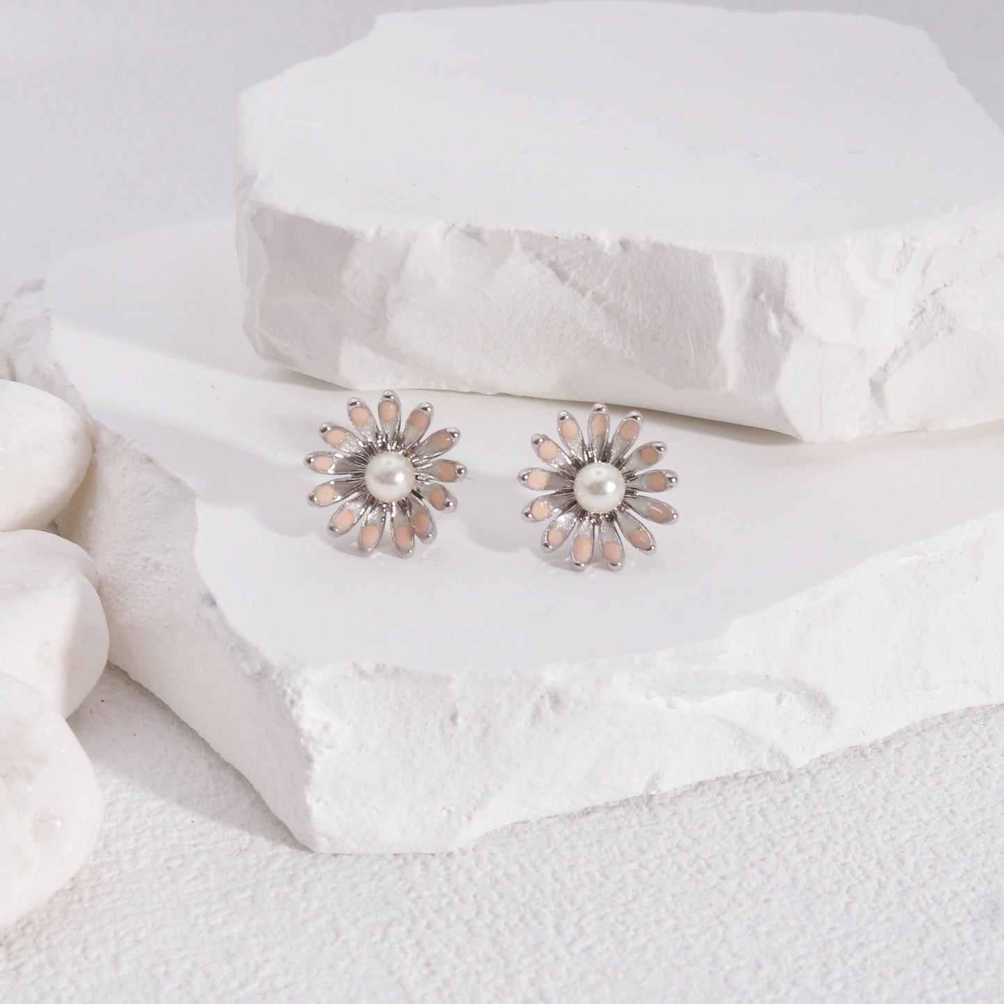 Hailey Sweet Mini Floral Pearl Stud Earrings
