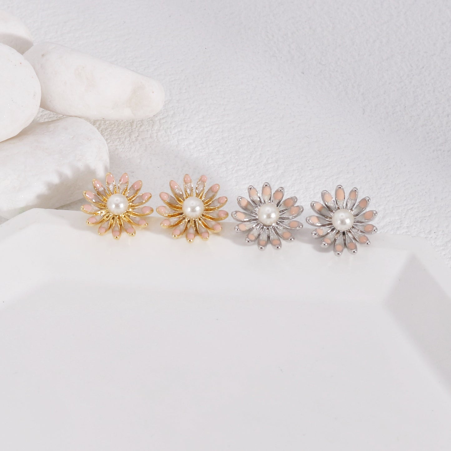 Hailey Sweet Mini Floral Pearl Stud Earrings