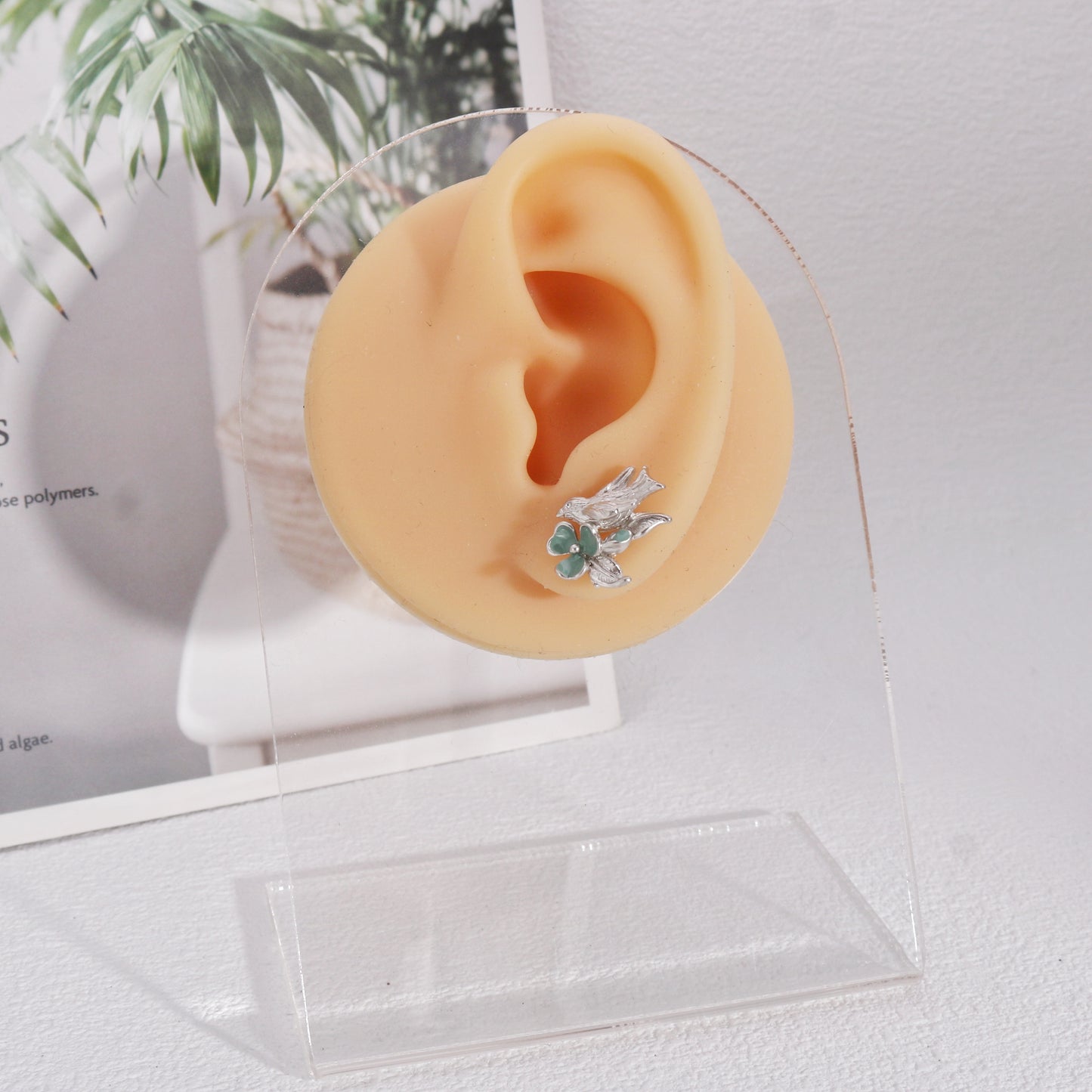 Olivia Minimalist Floral Bird Stud Earrings