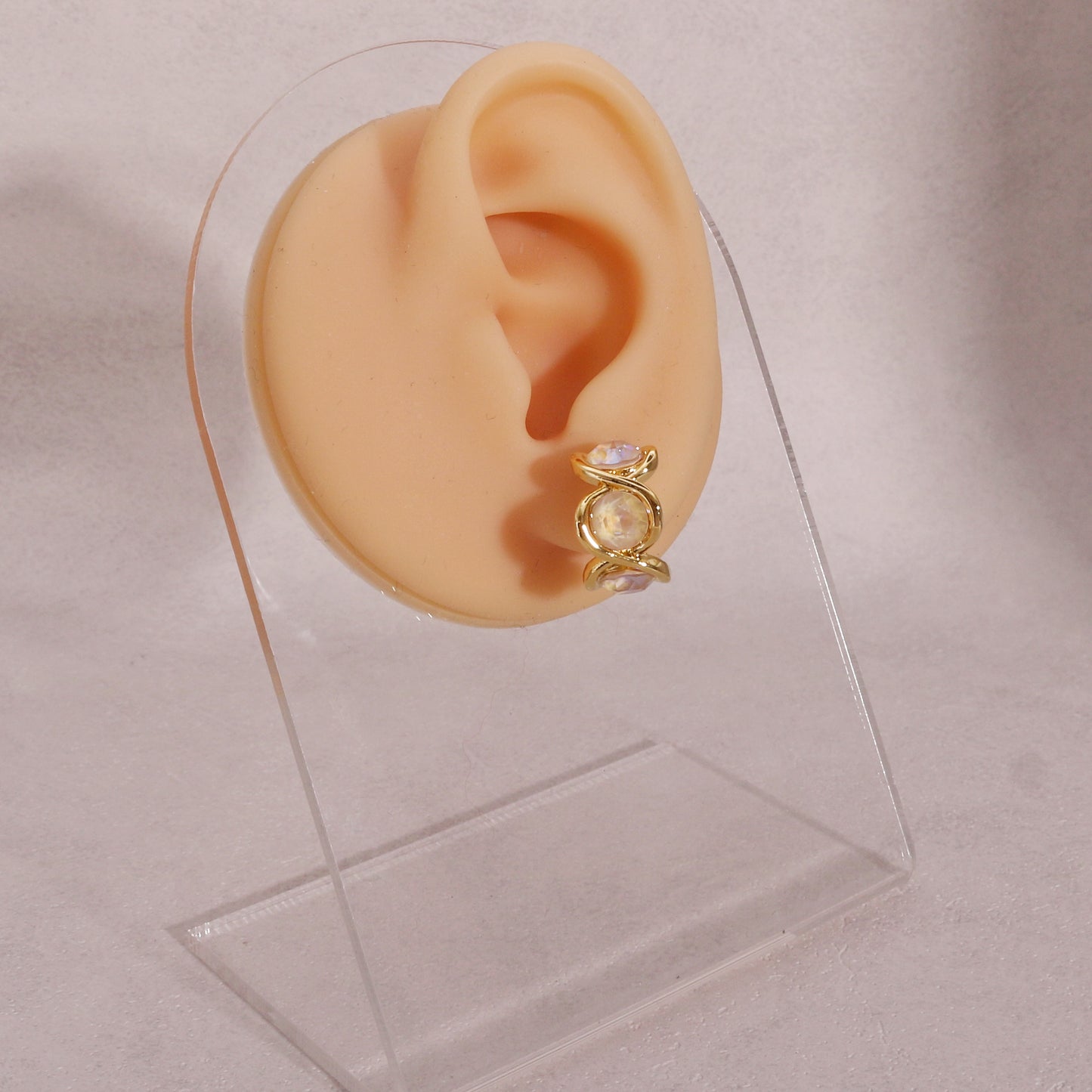3 Stone Mystic Crystal Hoop Earrings