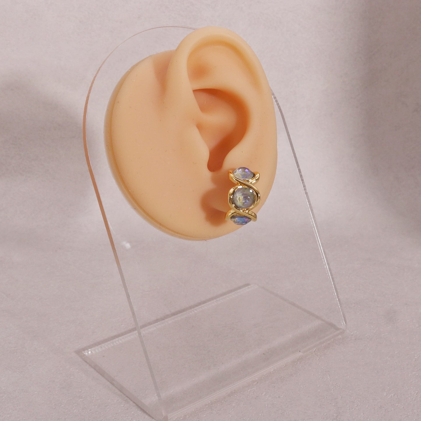3 Stone Mystic Crystal Hoop Earrings