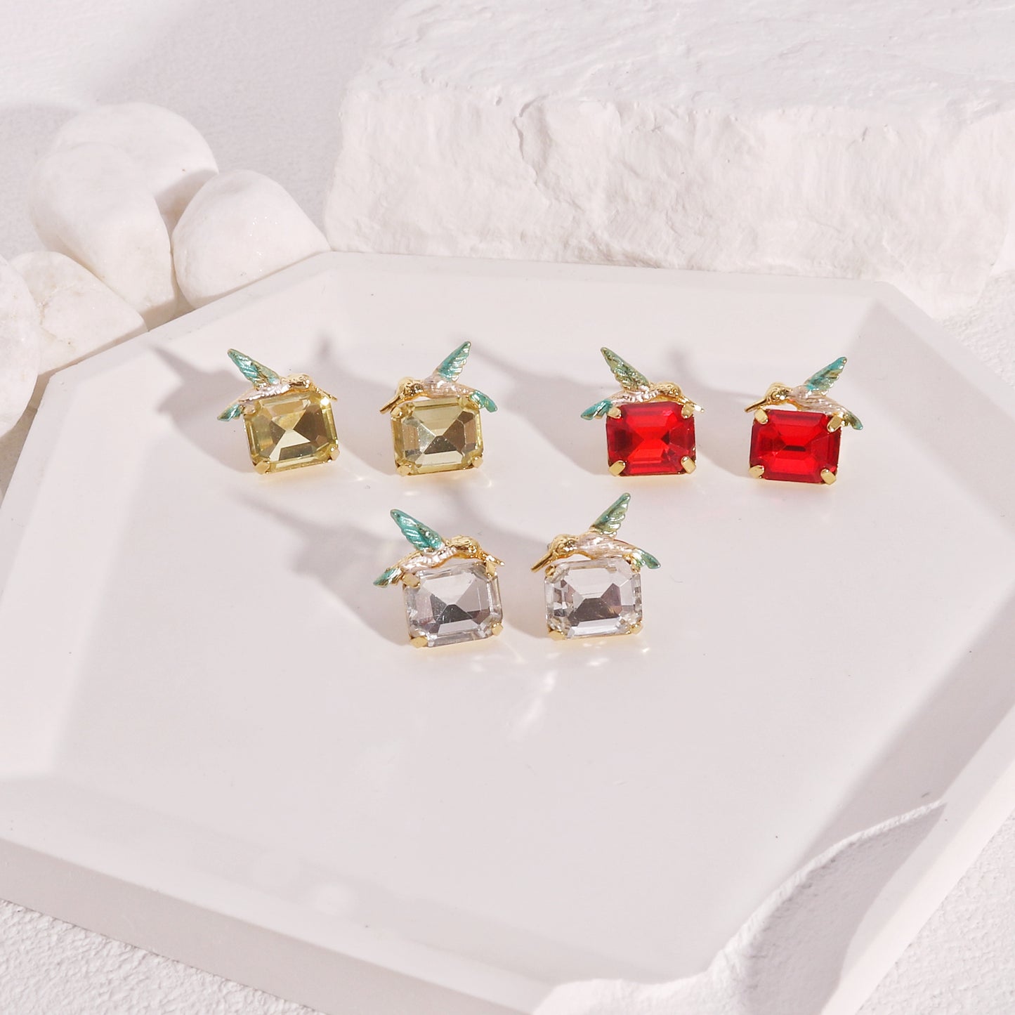 Mini Hummingbird Crystal Stud Earrings