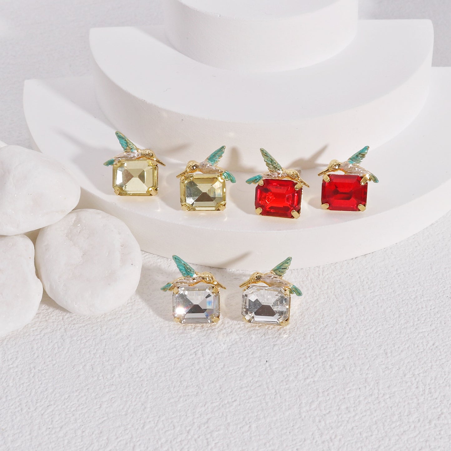 Mini Hummingbird Crystal Stud Earrings