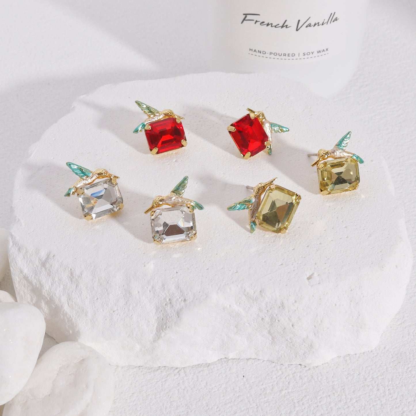 Mini Hummingbird Crystal Stud Earrings