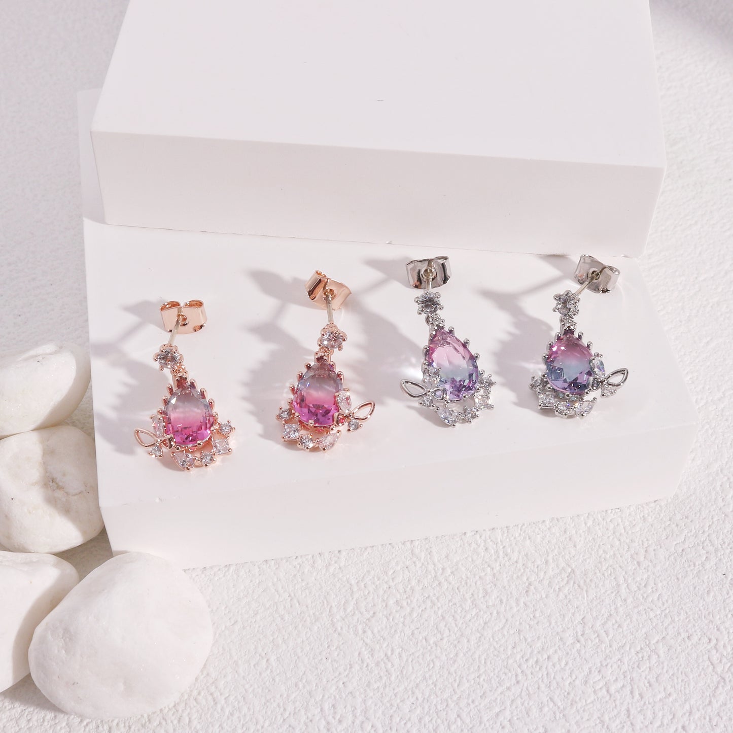 Belle's Rainbow Pear Crystal Drop Earrings