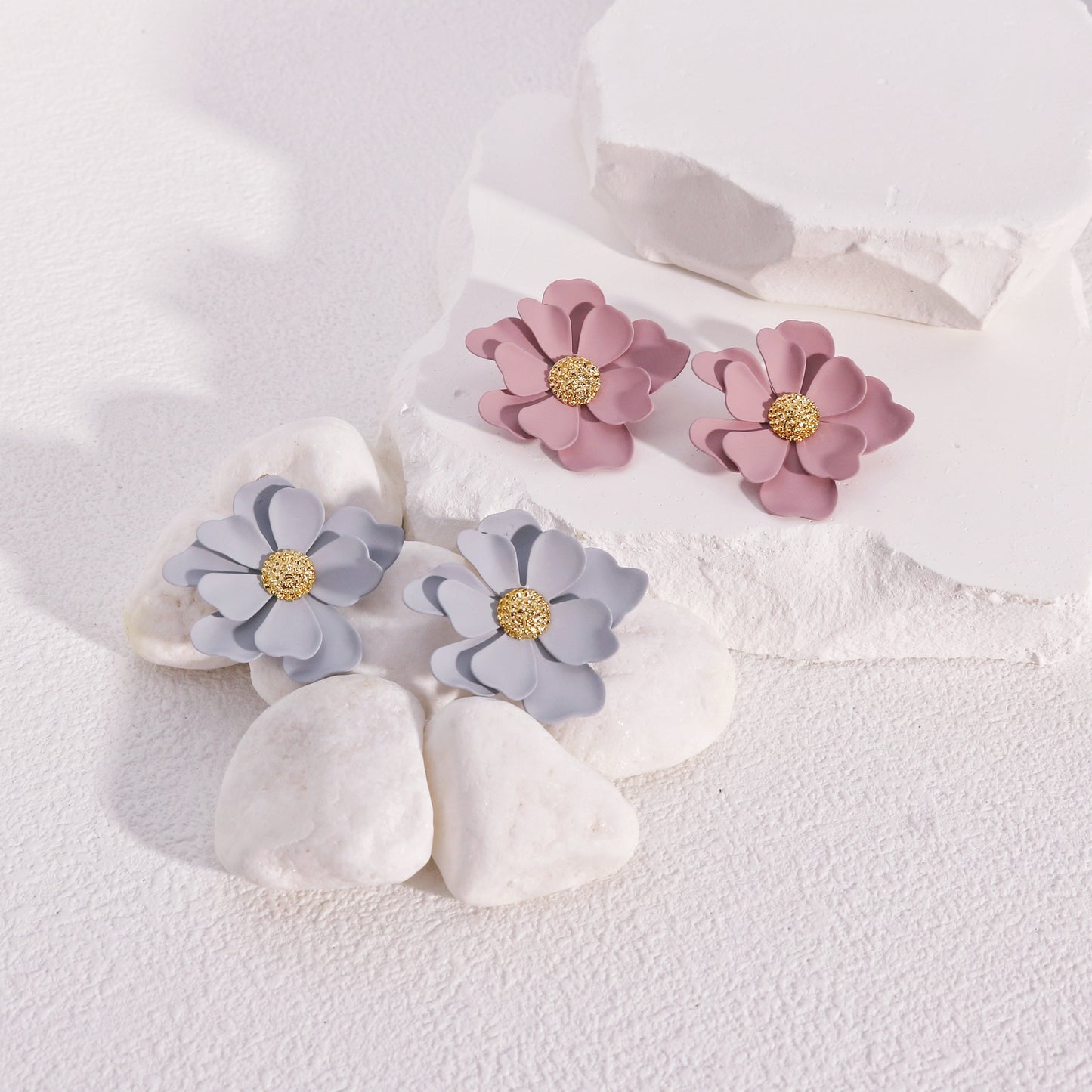 Callidora Statement Floral Drop Stud Earrings