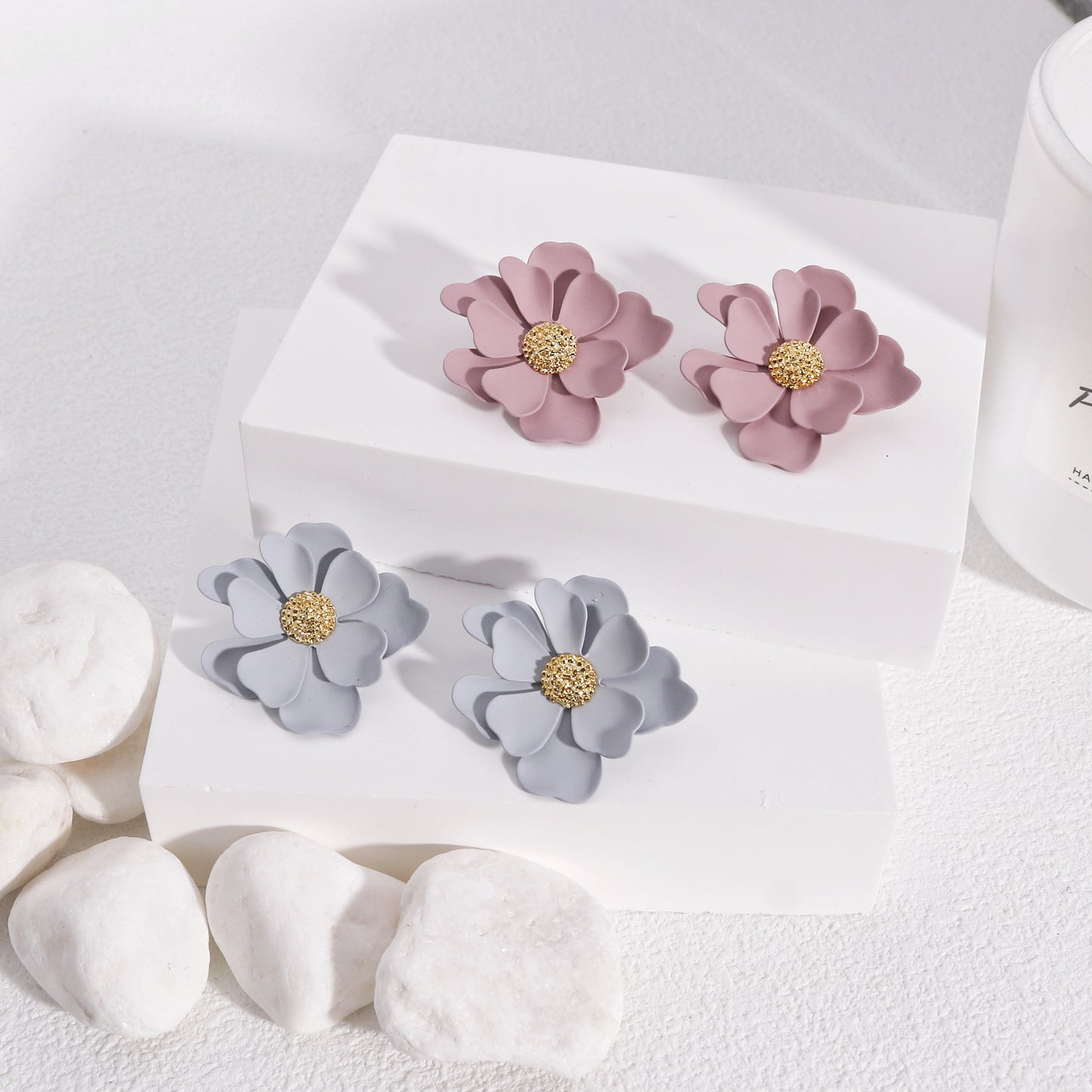 Callidora Statement Floral Drop Stud Earrings