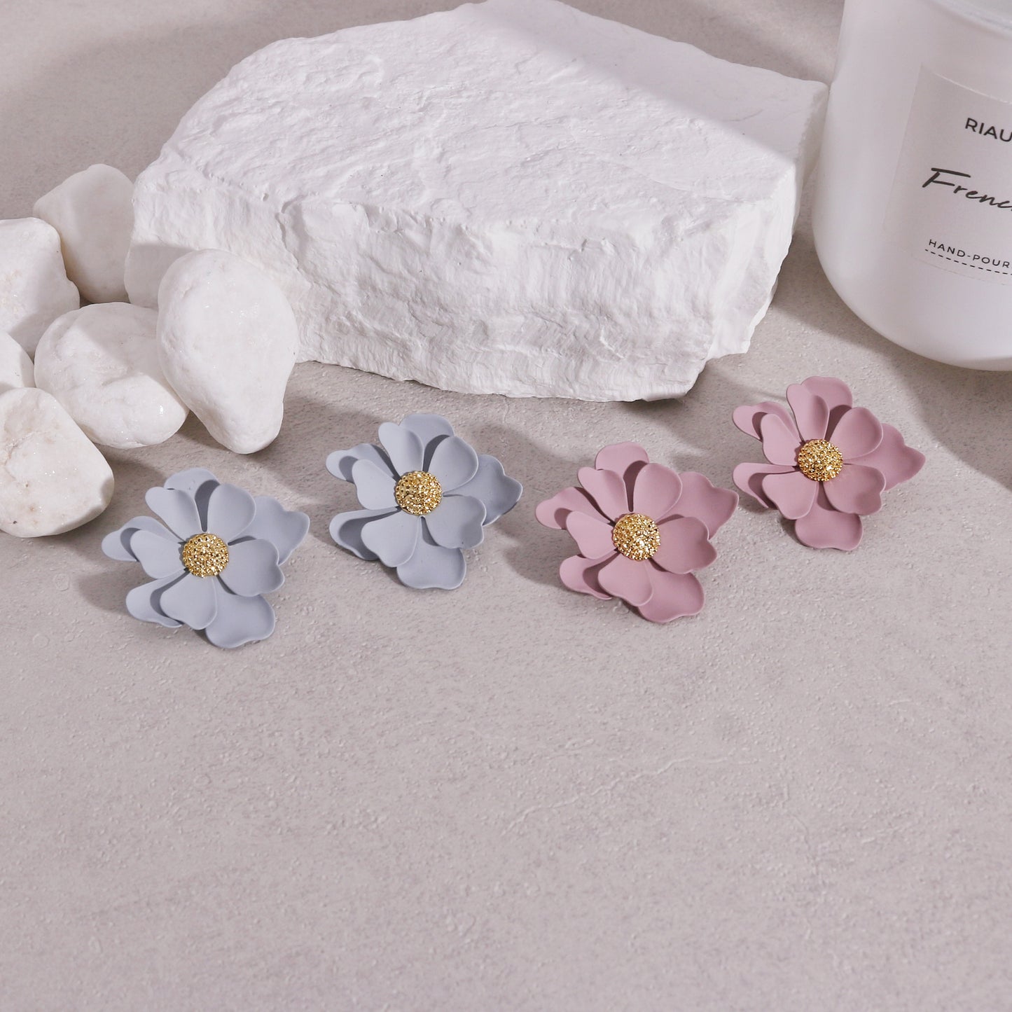 Callidora Statement Floral Drop Stud Earrings