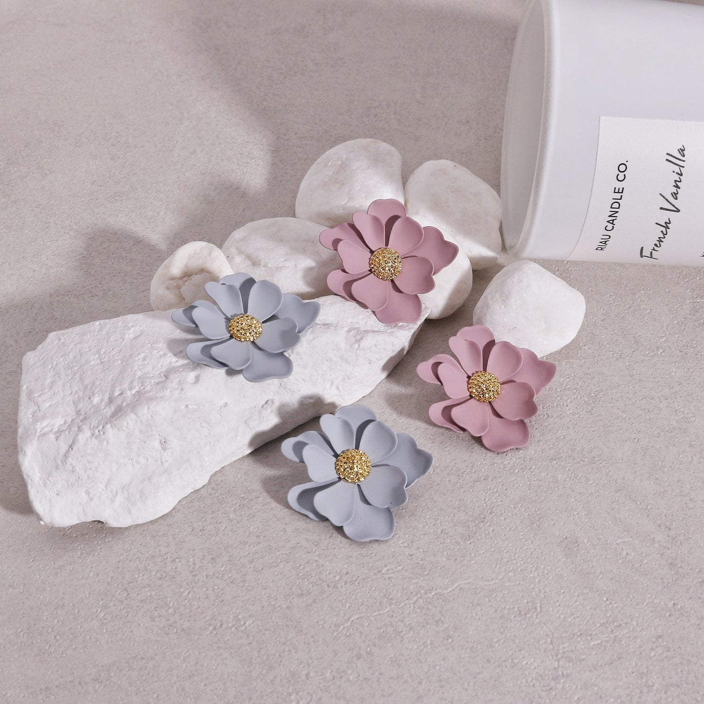 Callidora Statement Floral Drop Stud Earrings