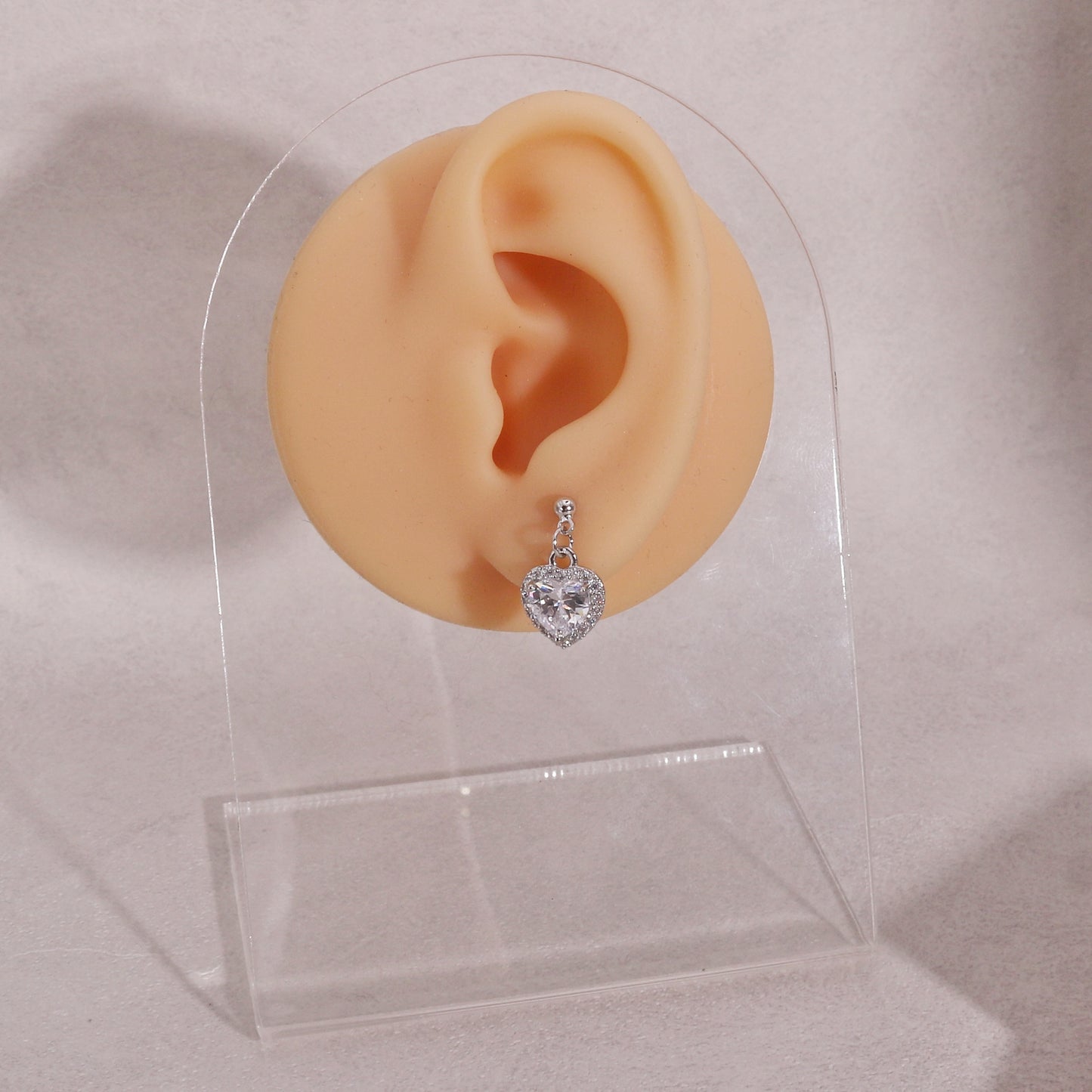 Chelsea Heart CZ Halo Drop Dangle Earrings
