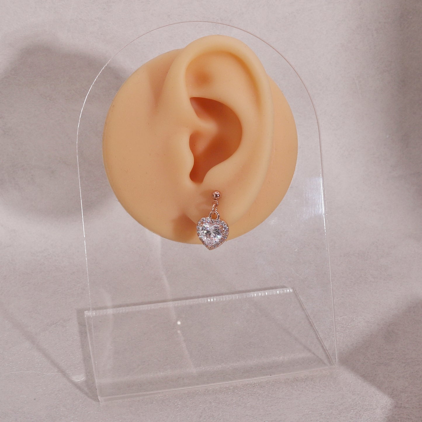 Chelsea Heart CZ Halo Drop Dangle Earrings
