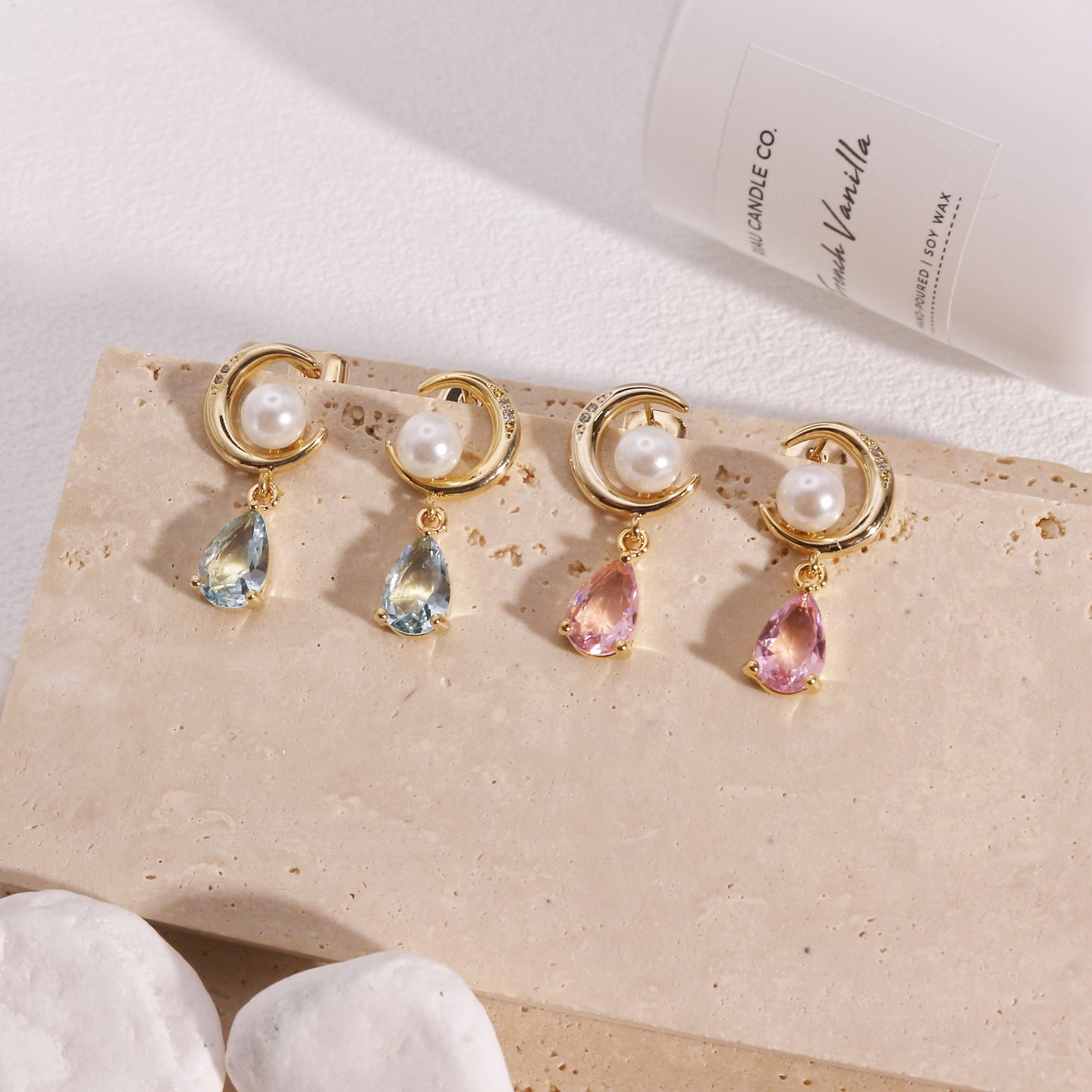 Eleanor Crescent Crystal Drop Dangle Earrings