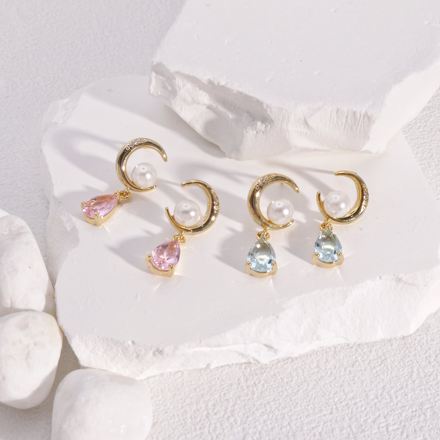Eleanor Crescent Crystal Drop Dangle Earrings