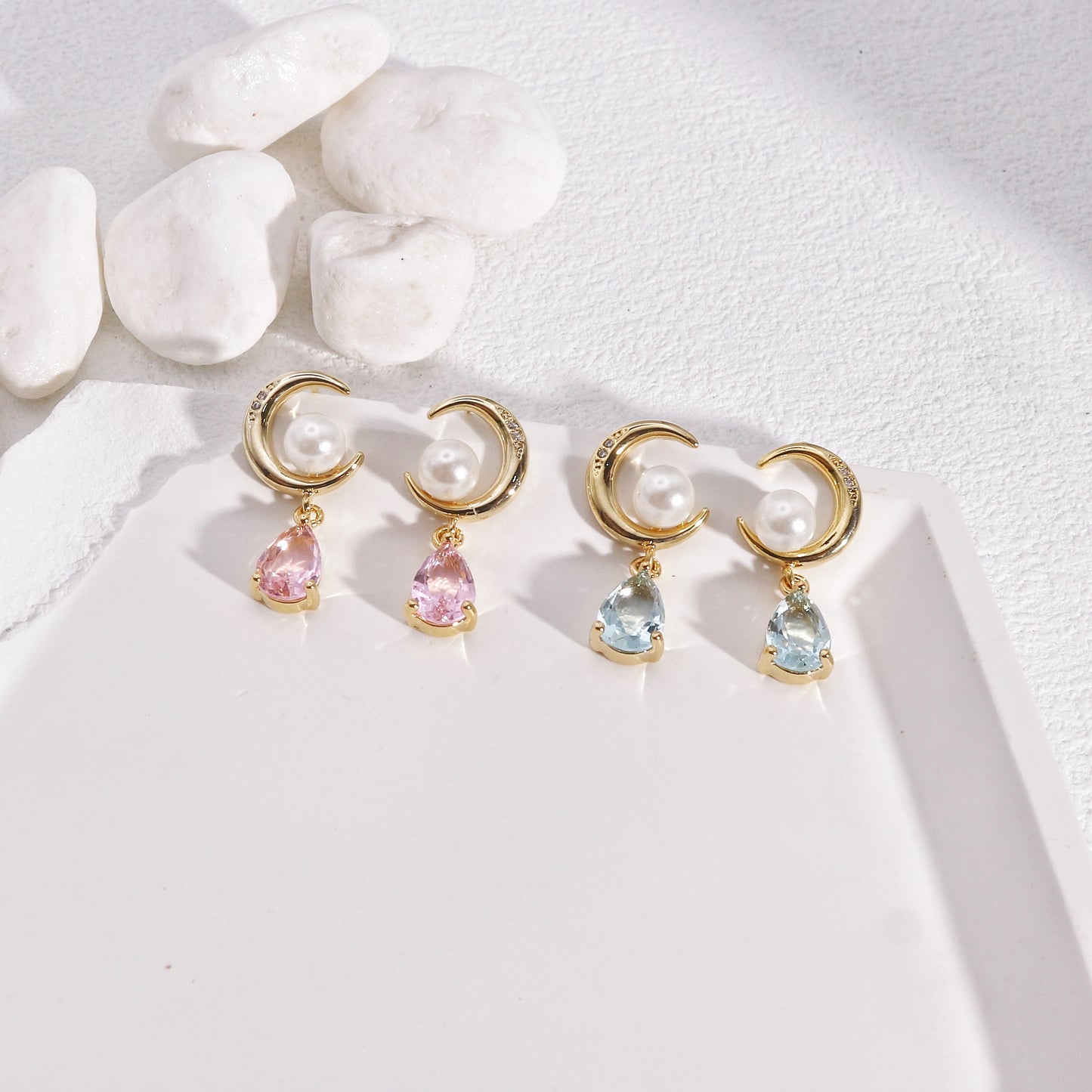 Eleanor Crescent Crystal Drop Dangle Earrings