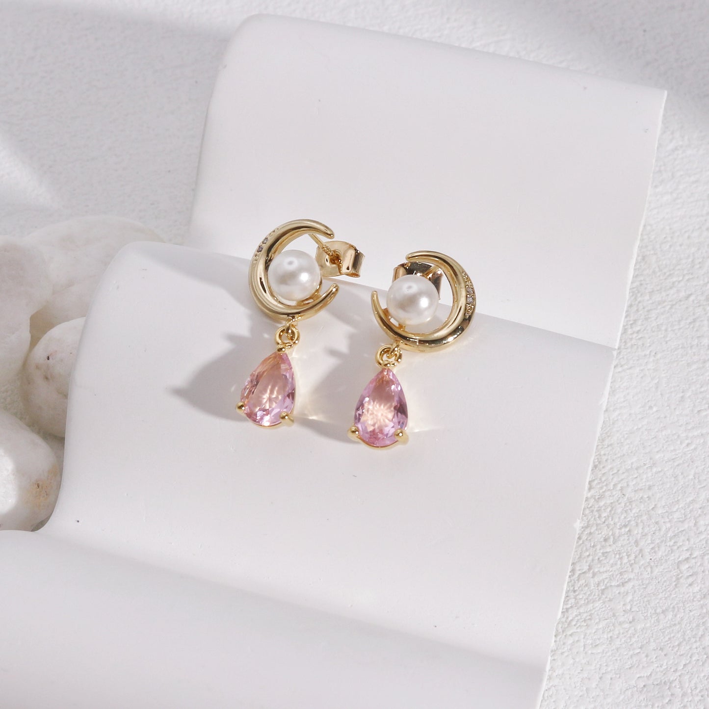Eleanor Crescent Crystal Drop Dangle Earrings