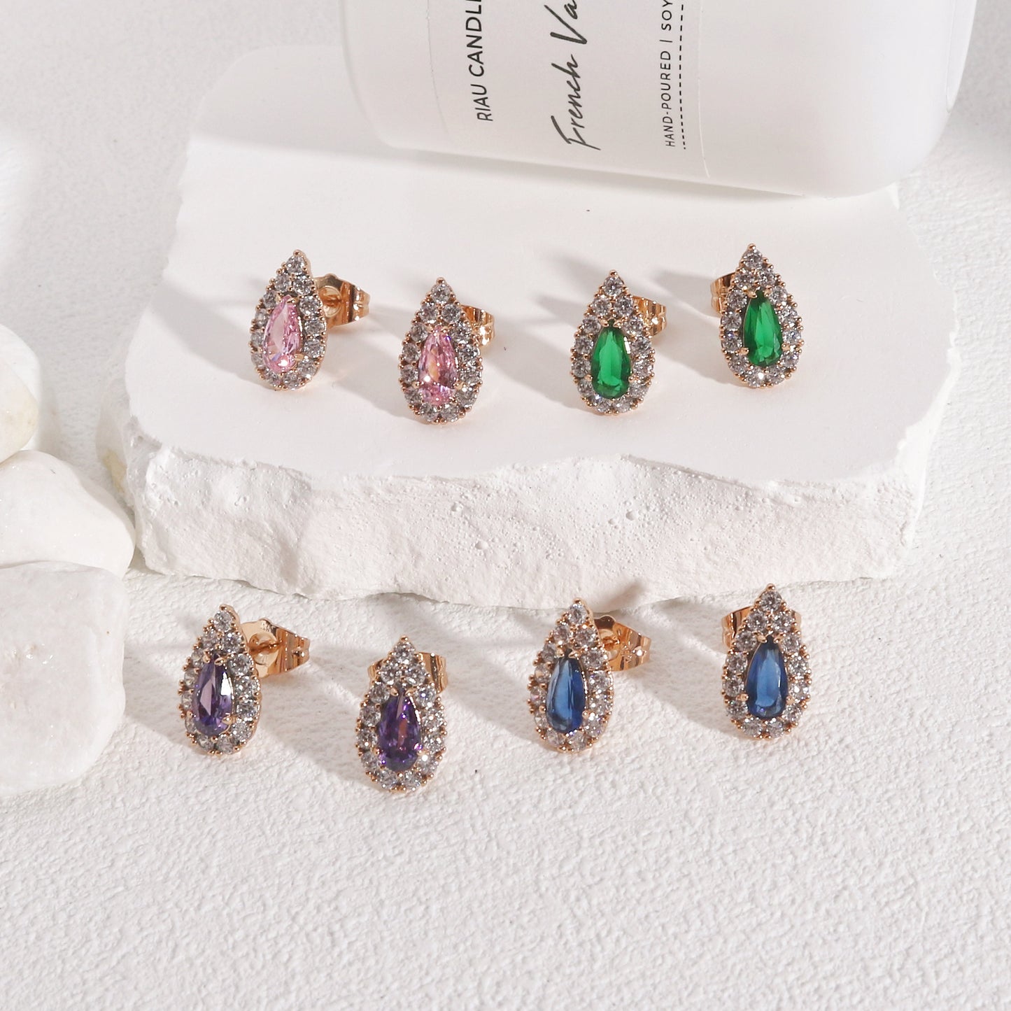 Clarity Pear Shaped CZ Stud Earrings
