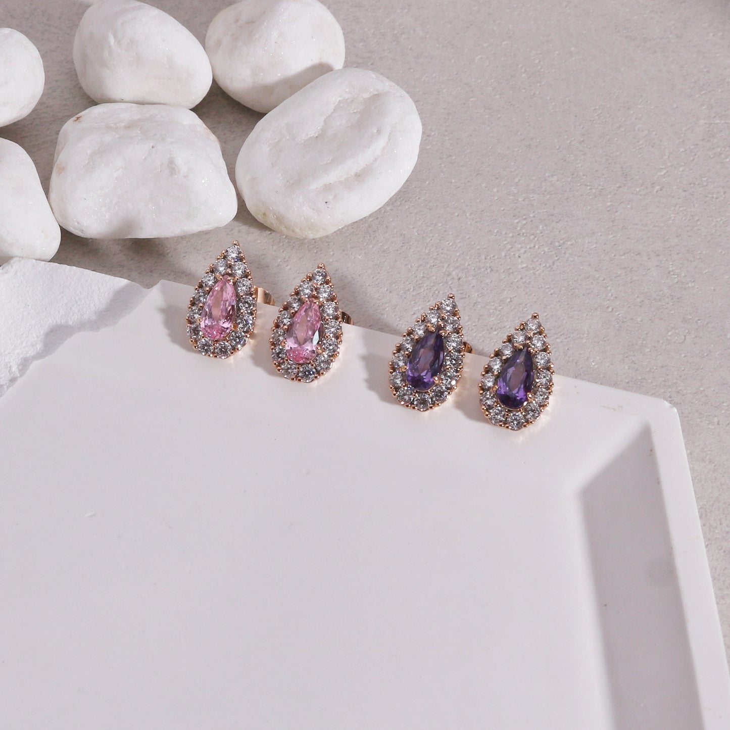 Clarity Pear Shaped CZ Stud Earrings