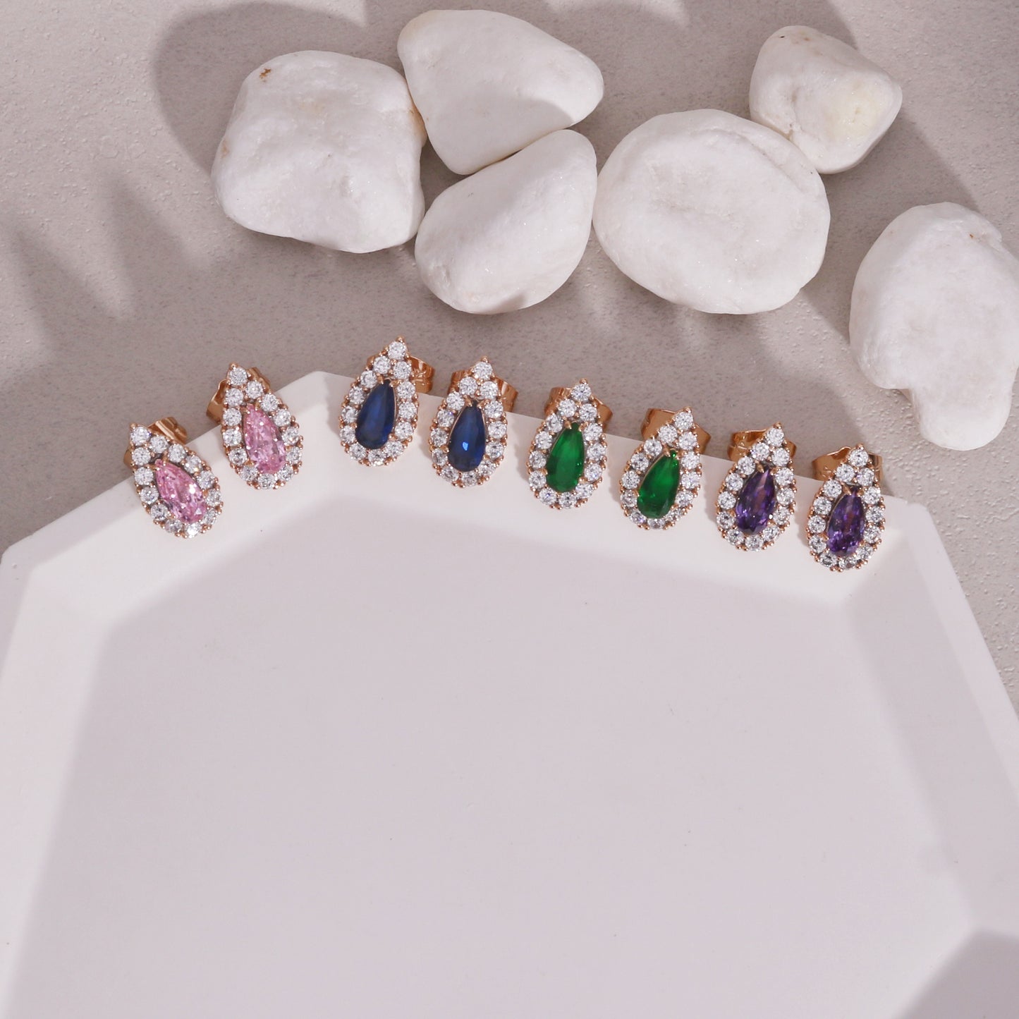 Clarity Pear Shaped CZ Stud Earrings