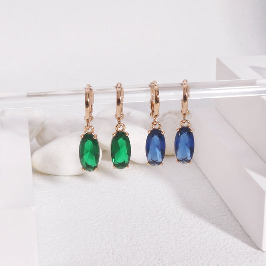 Sinclair Solitaire Cube Cut CZ Dangle Earrings
