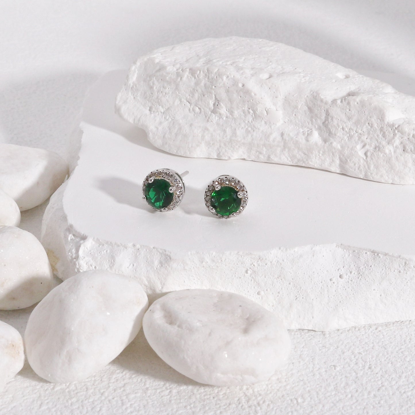 Classic Elegance CZ Halo Stud Earrings in 5 Colors