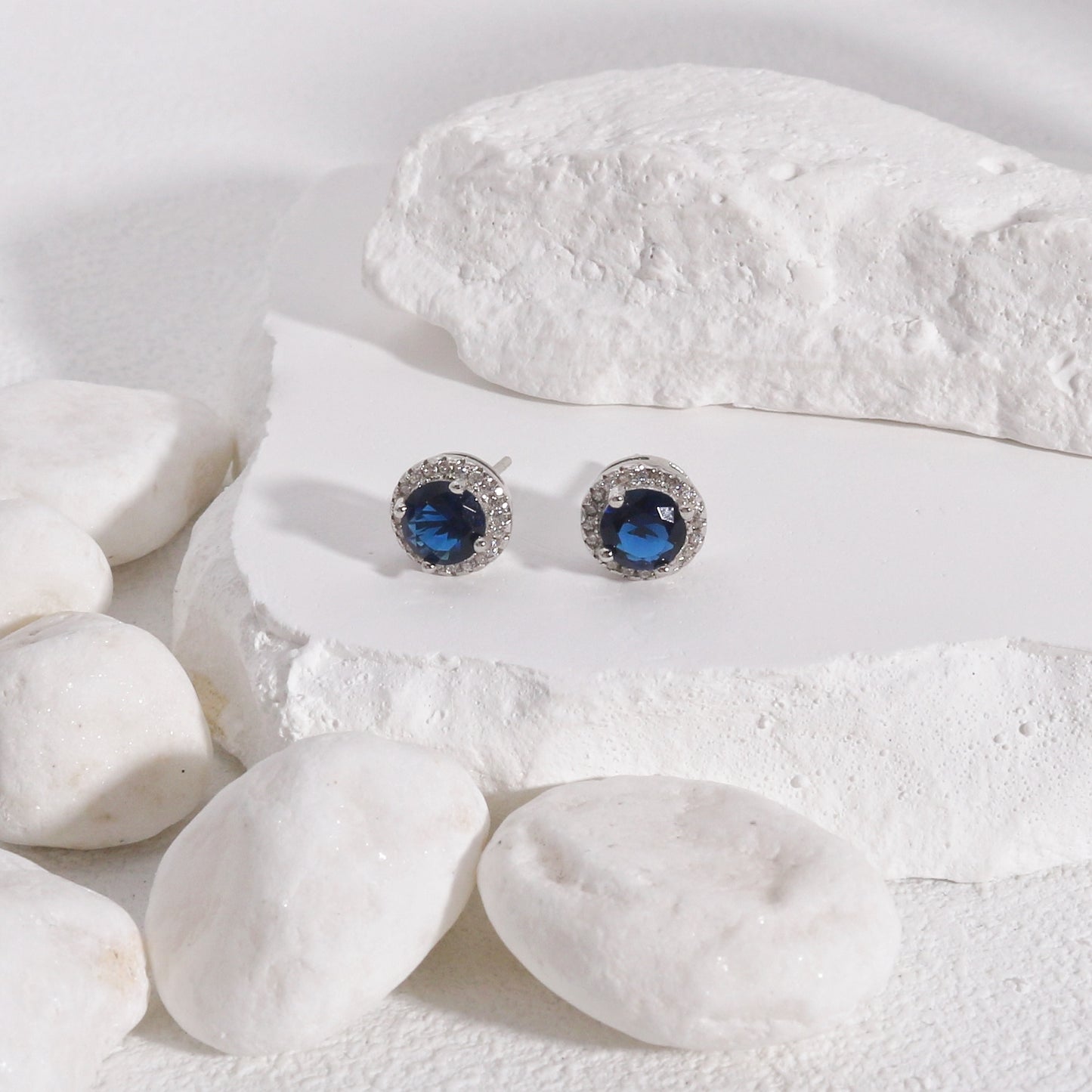 Classic Elegance CZ Halo Stud Earrings in 5 Colors