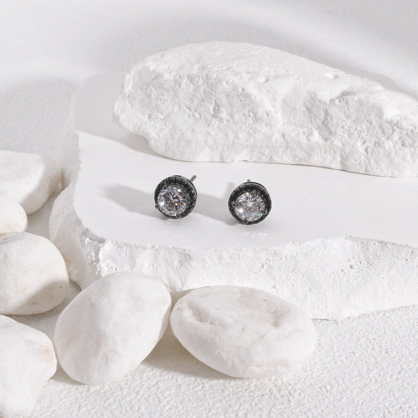Classic Elegance CZ Halo Stud Earrings in 5 Colors
