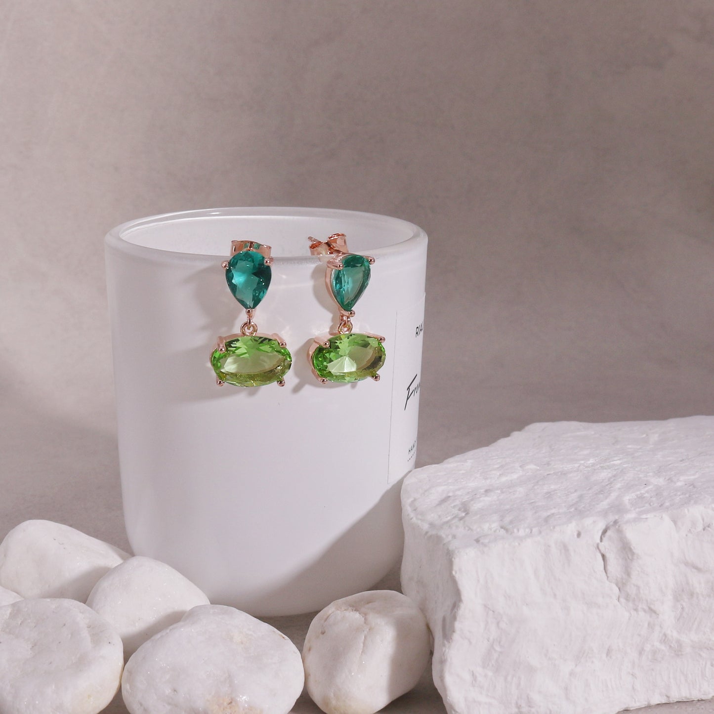Luxury CZ Colored Jewel Drop Earrings