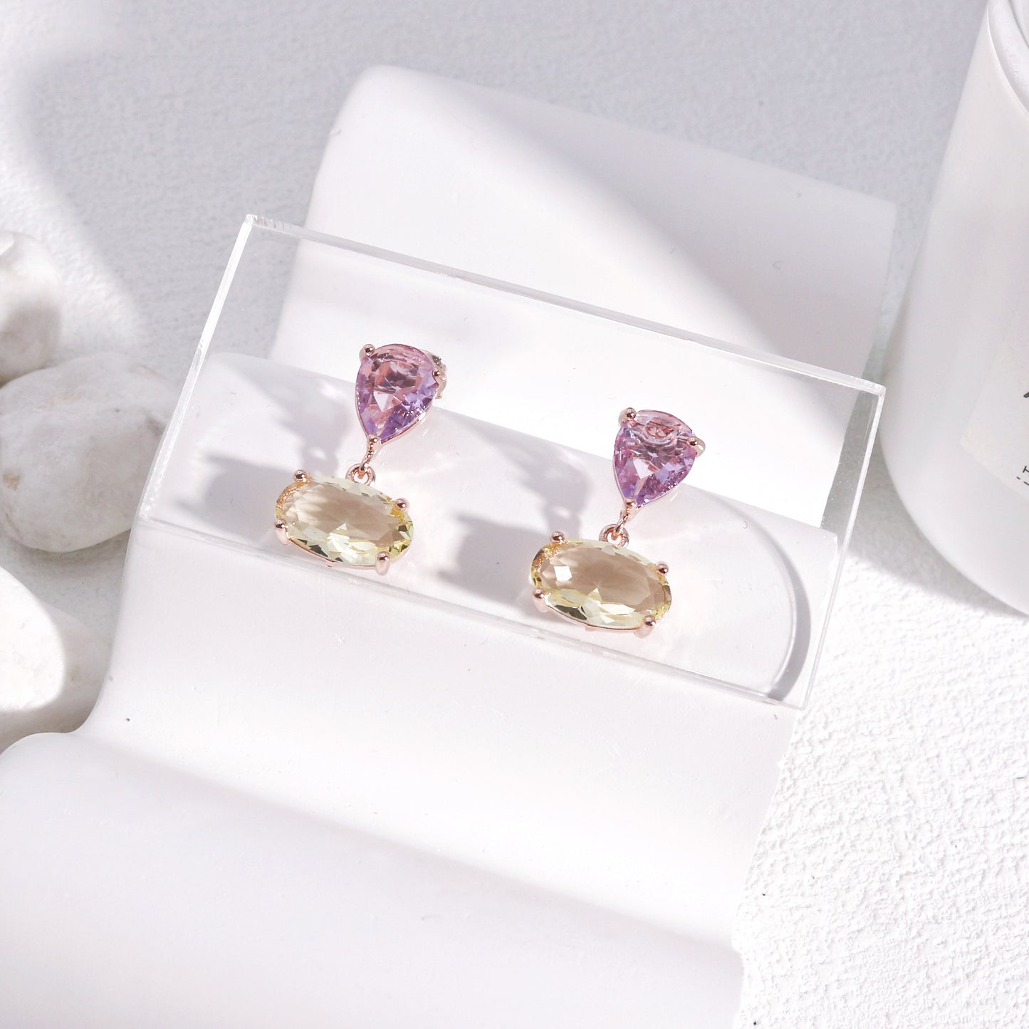 Luxury CZ Colored Jewel Drop Earrings