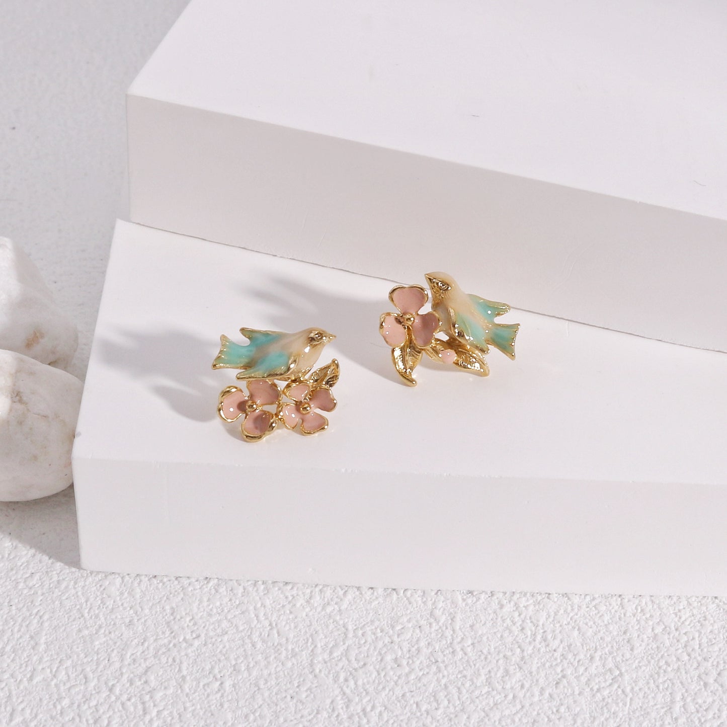 Tasha Floral Dove Bird Stud Earrings