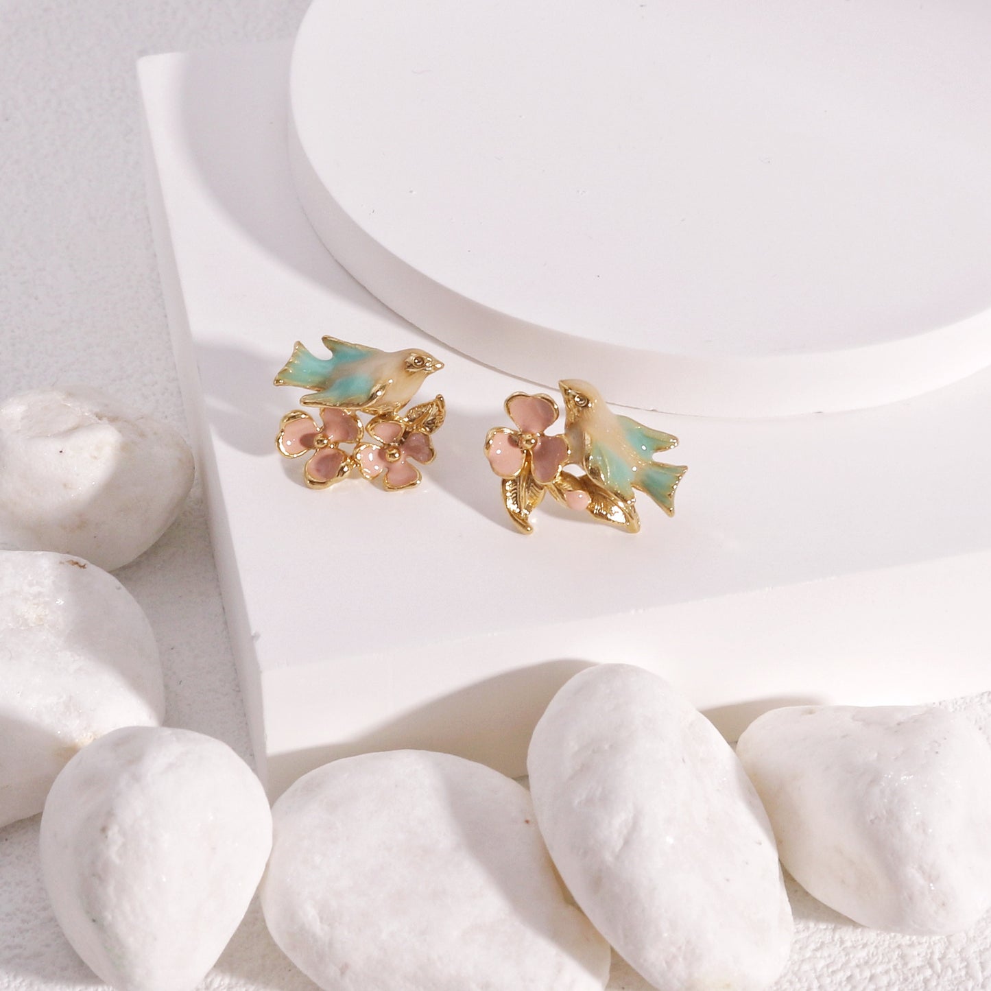 Tasha Floral Dove Bird Stud Earrings