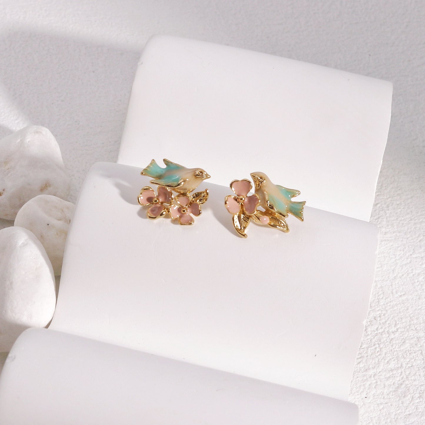 Tasha Floral Dove Bird Stud Earrings