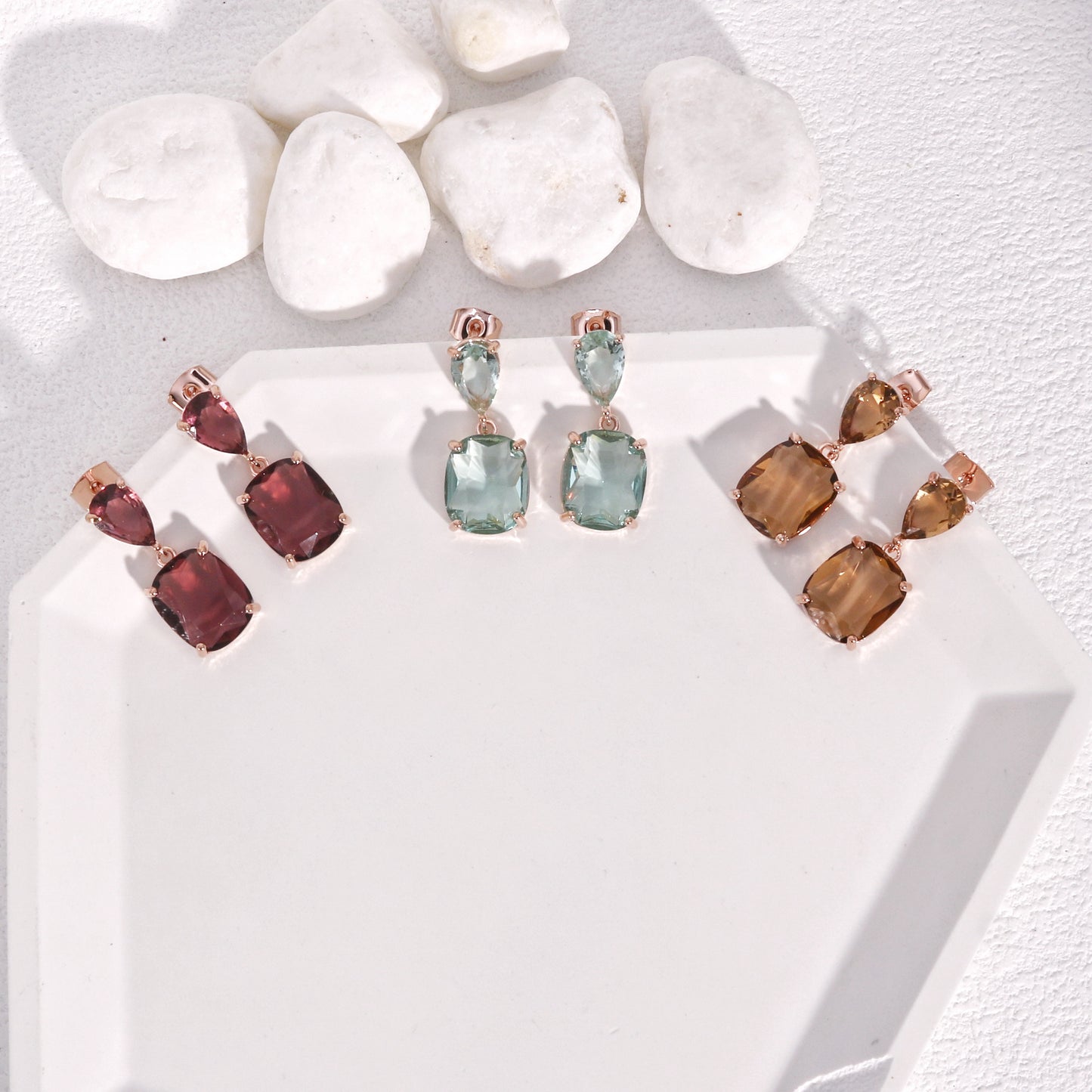 Charlotte Luxury Short Dangle CZ Gemstone Earrings