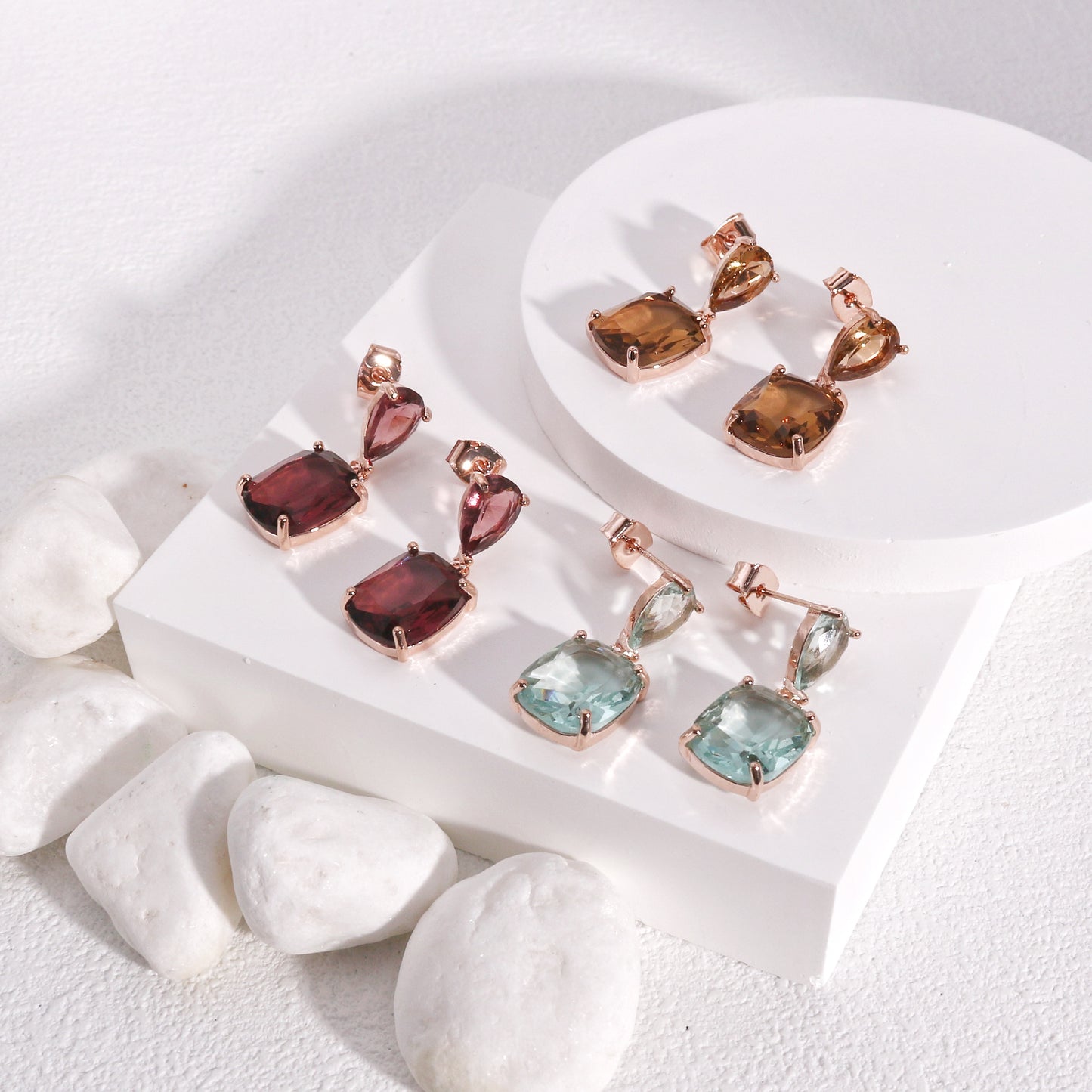 Charlotte Luxury Short Dangle CZ Gemstone Earrings