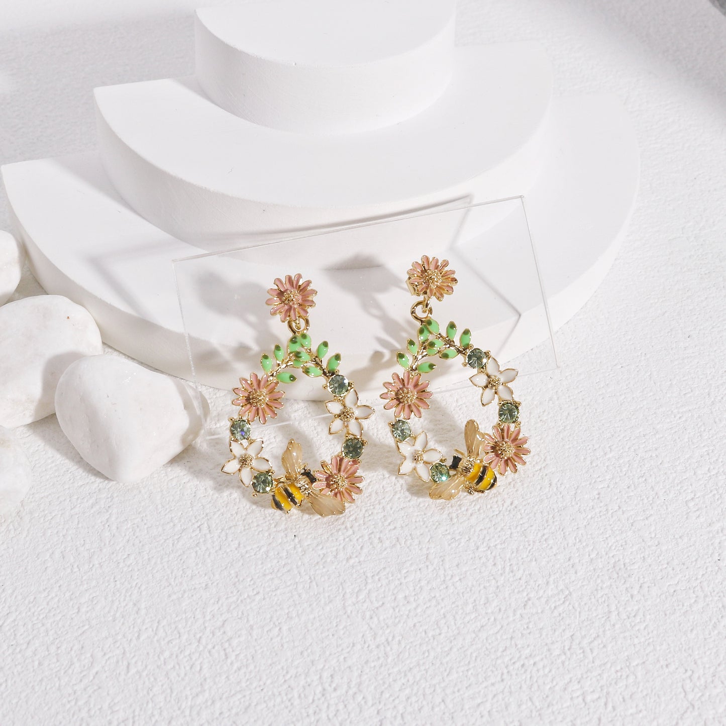 Elysia Statement Bee Garden Drop Earrings