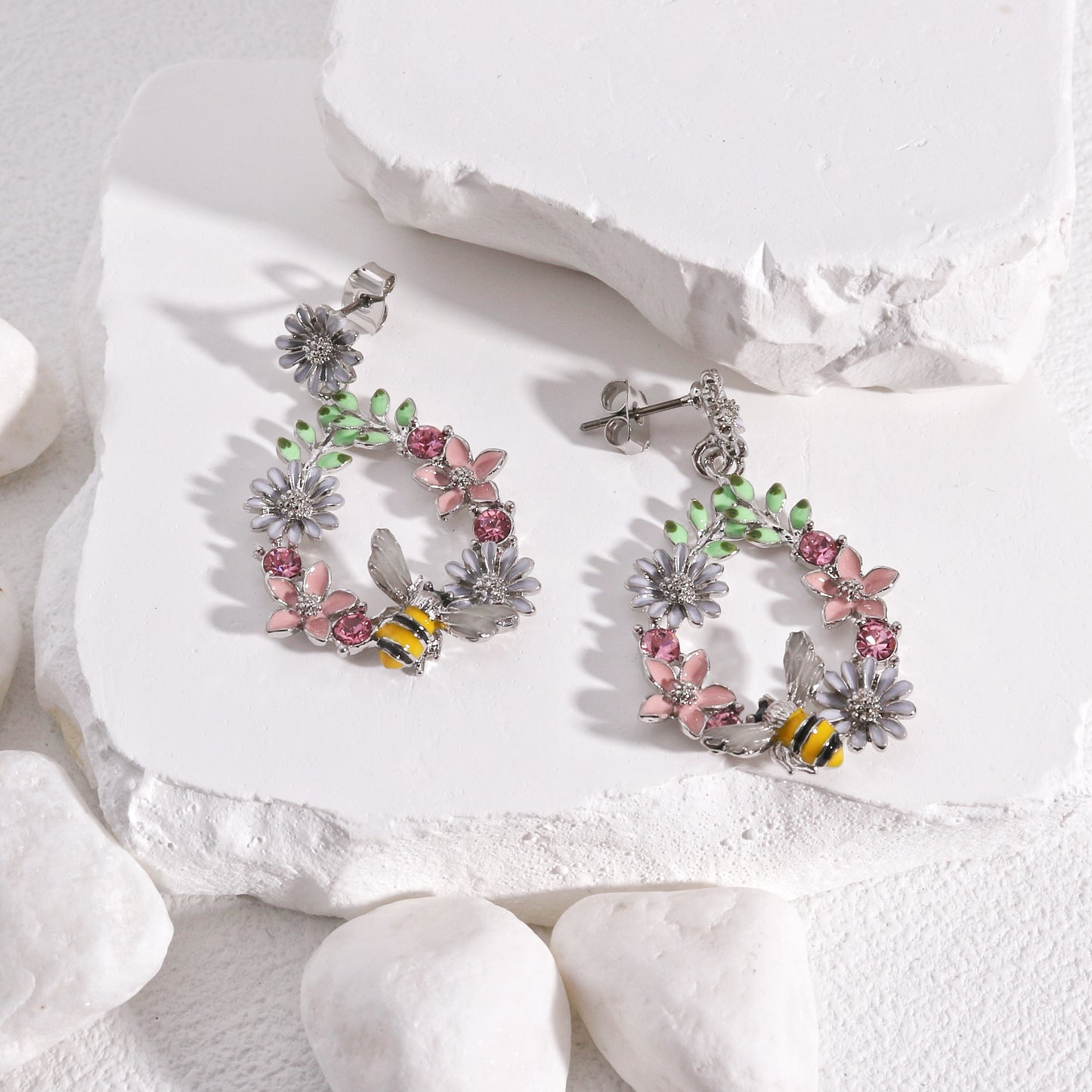 Elysia Statement Bee Garden Drop Earrings