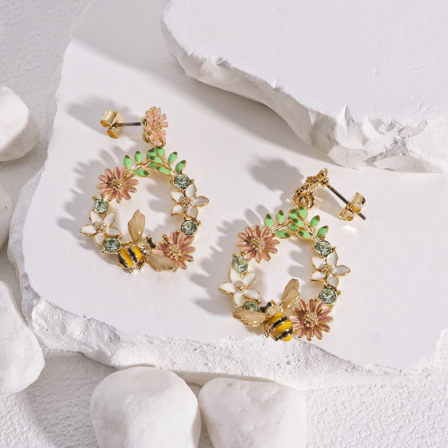 Elysia Statement Bee Garden Drop Earrings