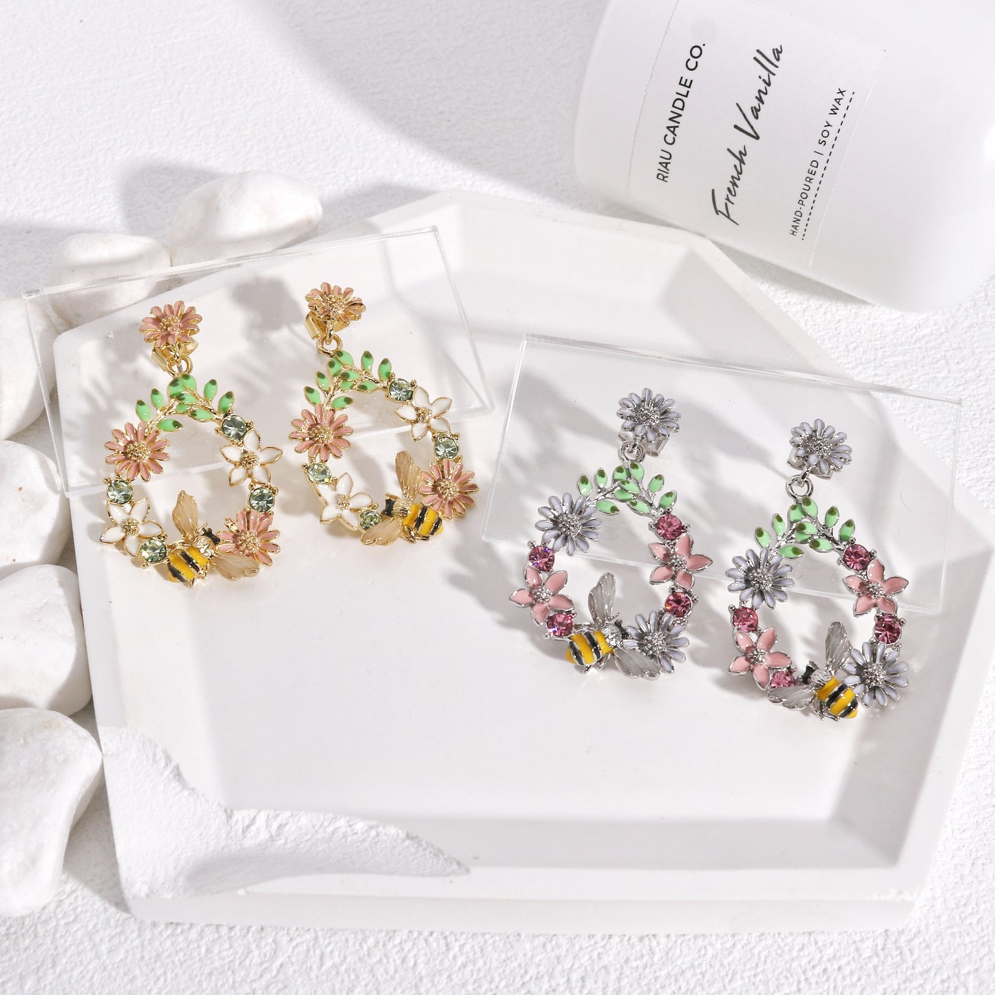 Elysia Statement Bee Garden Drop Earrings