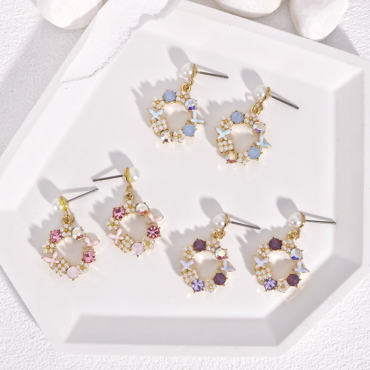 Delara Garden Crystal Dangle Earrings