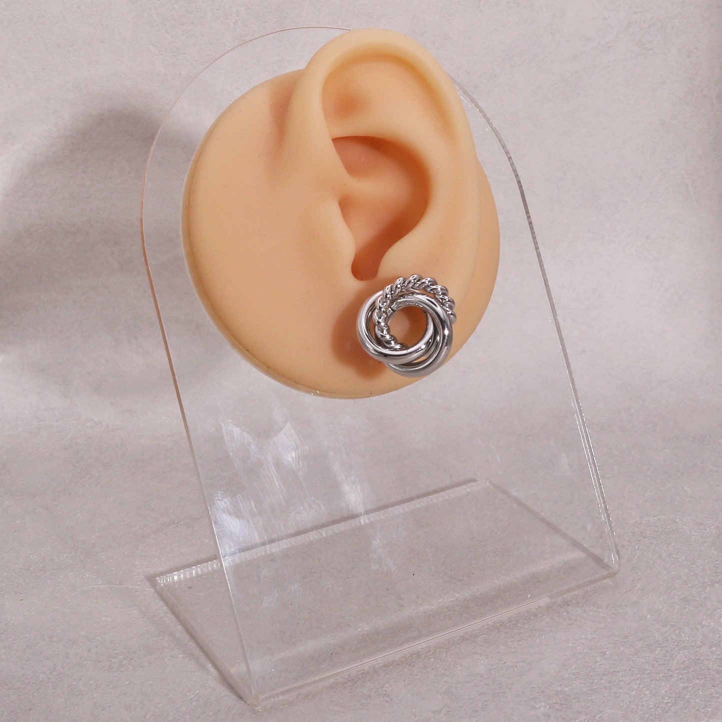 Geometric Textured Circular Stud Earrings