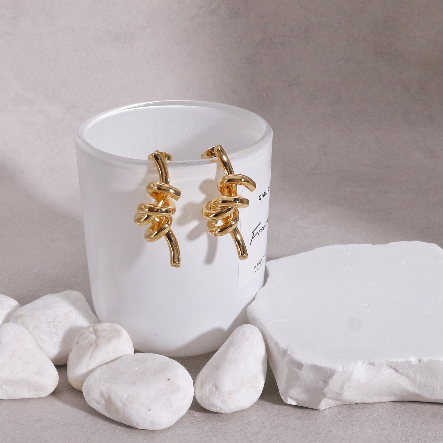 Kyla Fancy Twisted Rod Metal Drop Earrings